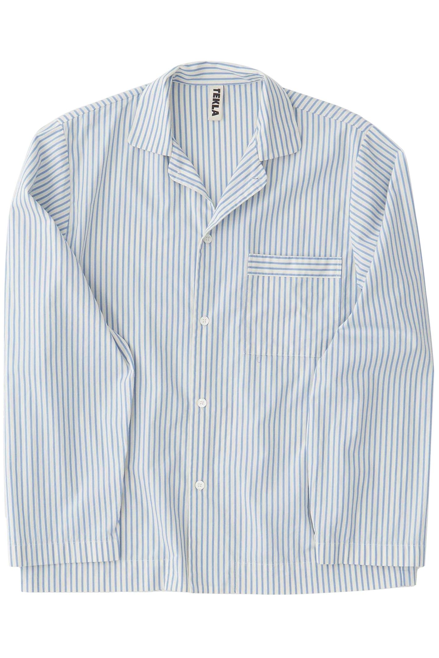 UNISEX POPLIN, PYJAMAS SHIRT PLACID BLUE STRIPES 1