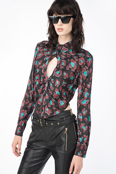 CYBERNELLA SHIRT BLACK/LIGHT GREEN/BURGUNDY 1