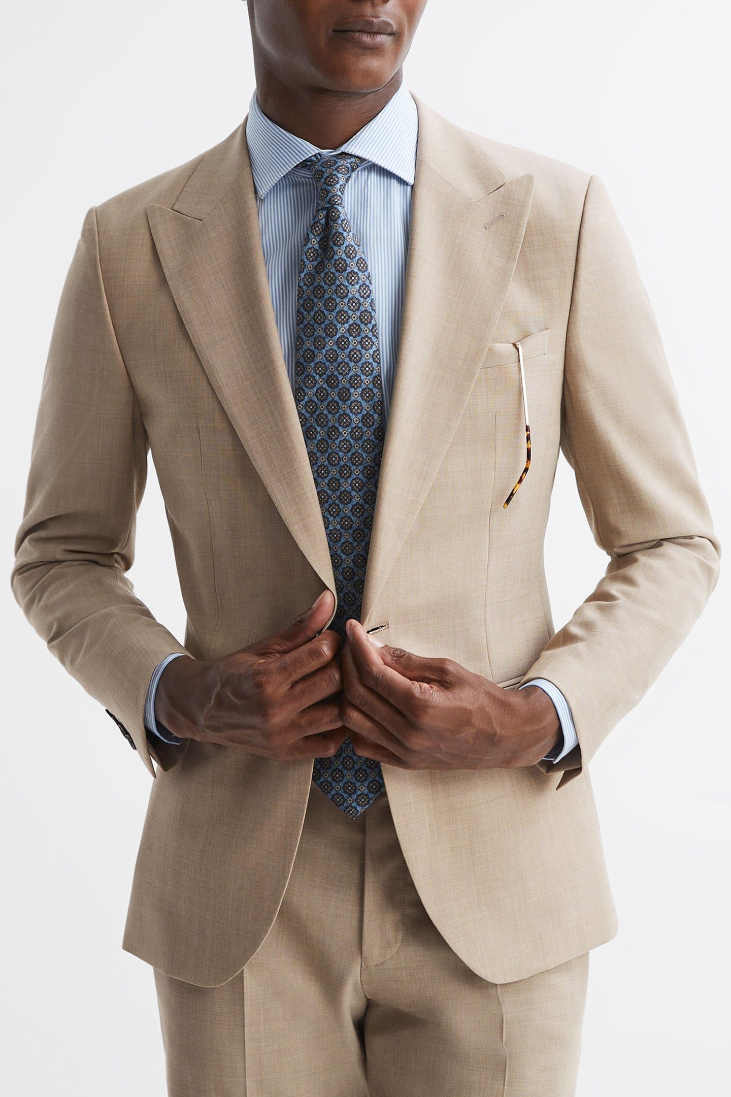 SB 1B PEAK WOOL BLAZER — OATMEAL 1