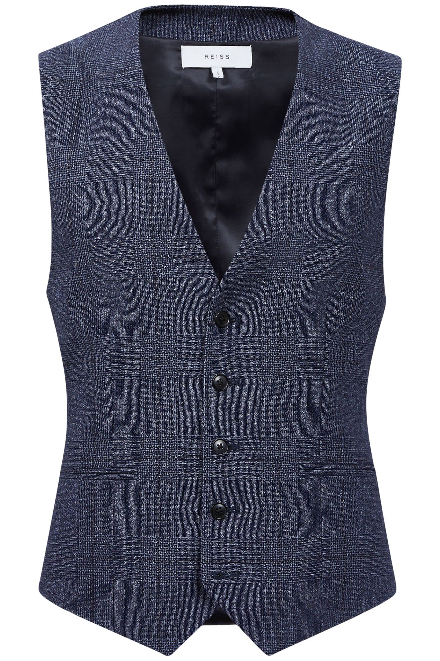 PRINCE OF WALES CHECK WAISTCOAT — INDIGO 3