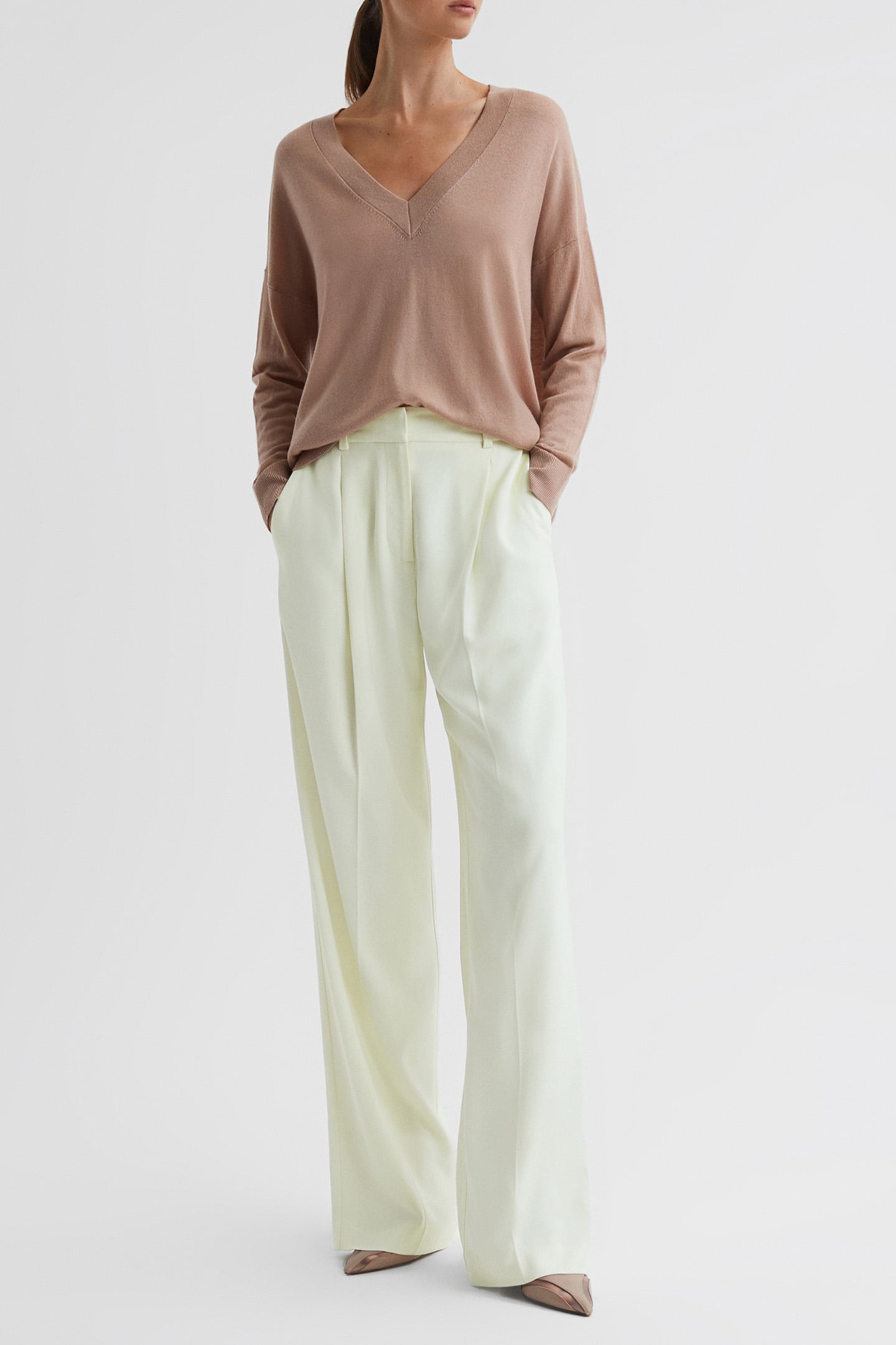 PALE YELLOW WIDE-LEG & FLARED PANTS — MID RISE 3