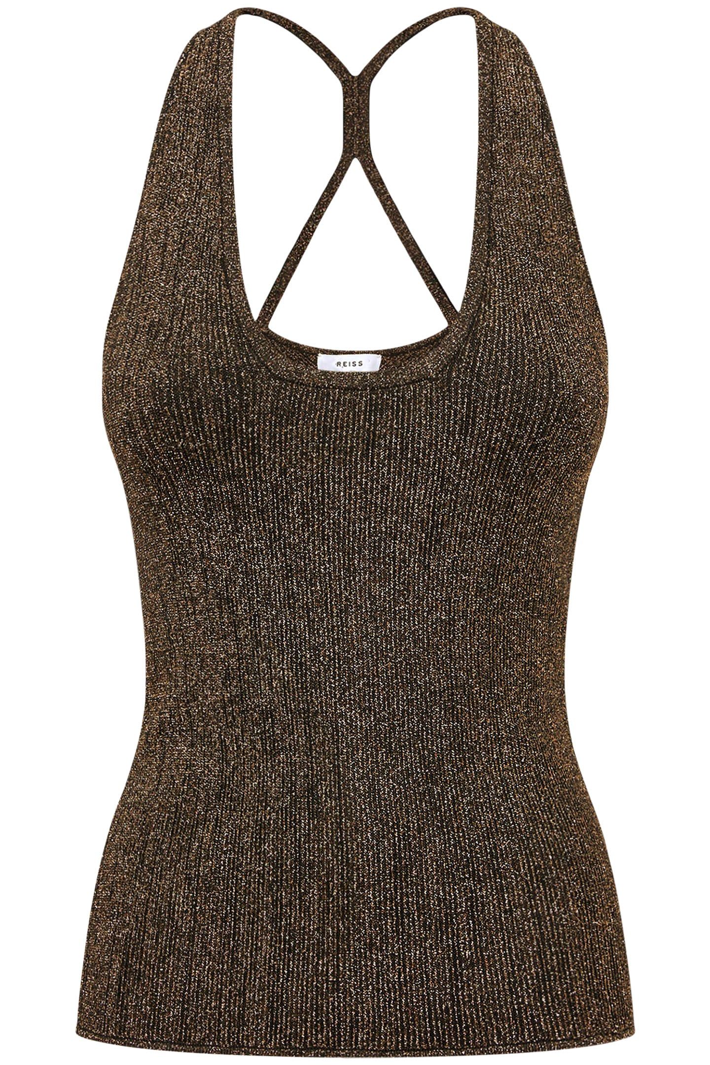 METALLIC BRONZE TANK — THE MODEL IS WEARING A SIZE S 4