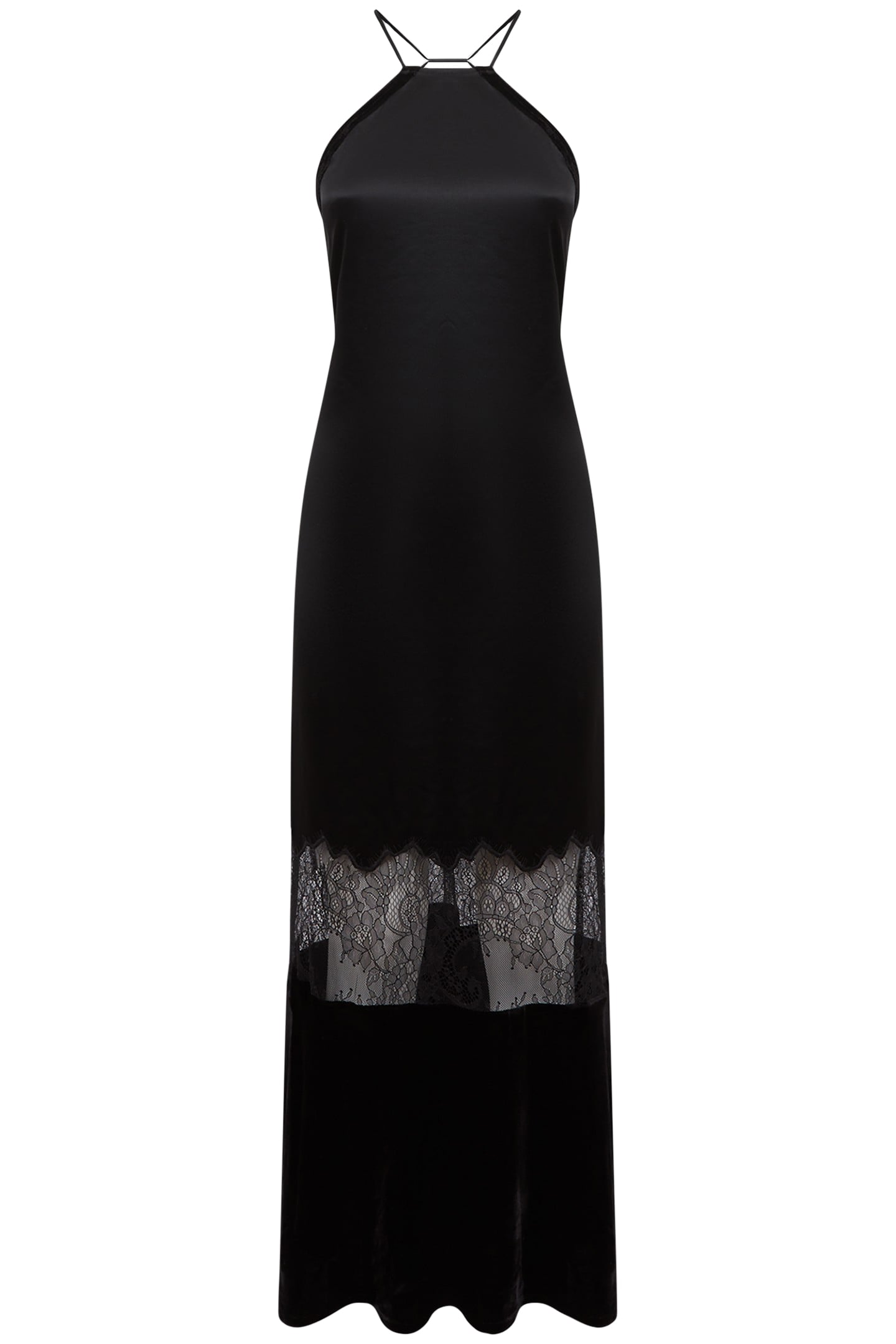 LACE PANEL MAXI DRESS — BLACK 3