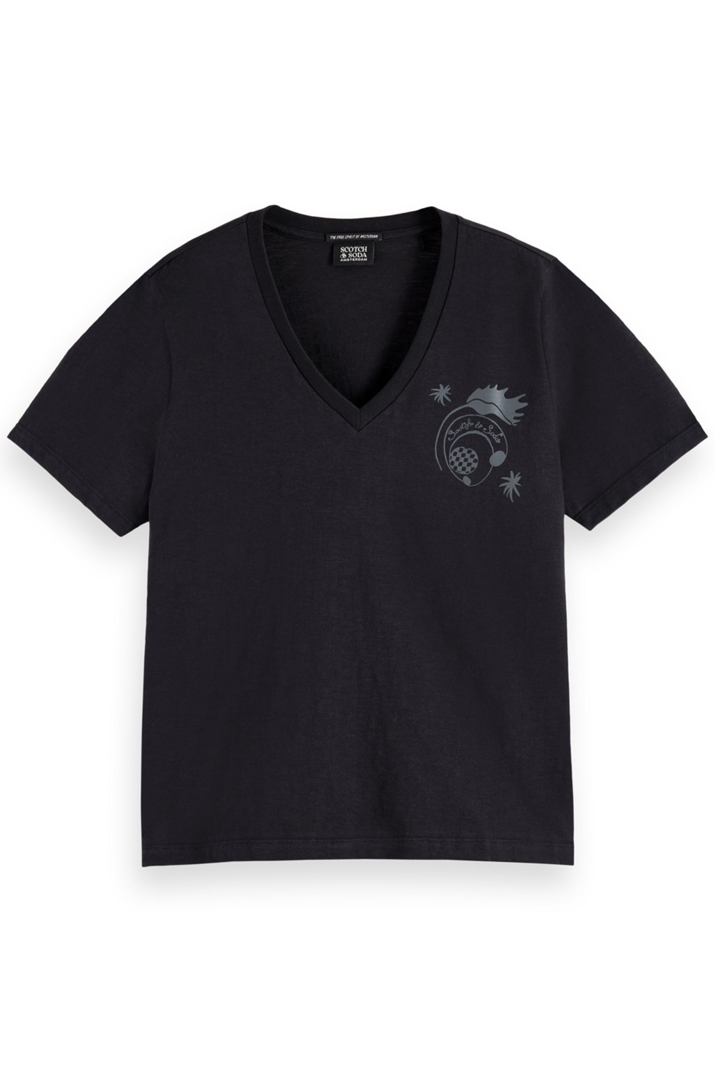 SLUB V-NECK REGULAR FIT T-SHIRT EVENING BLACK 4