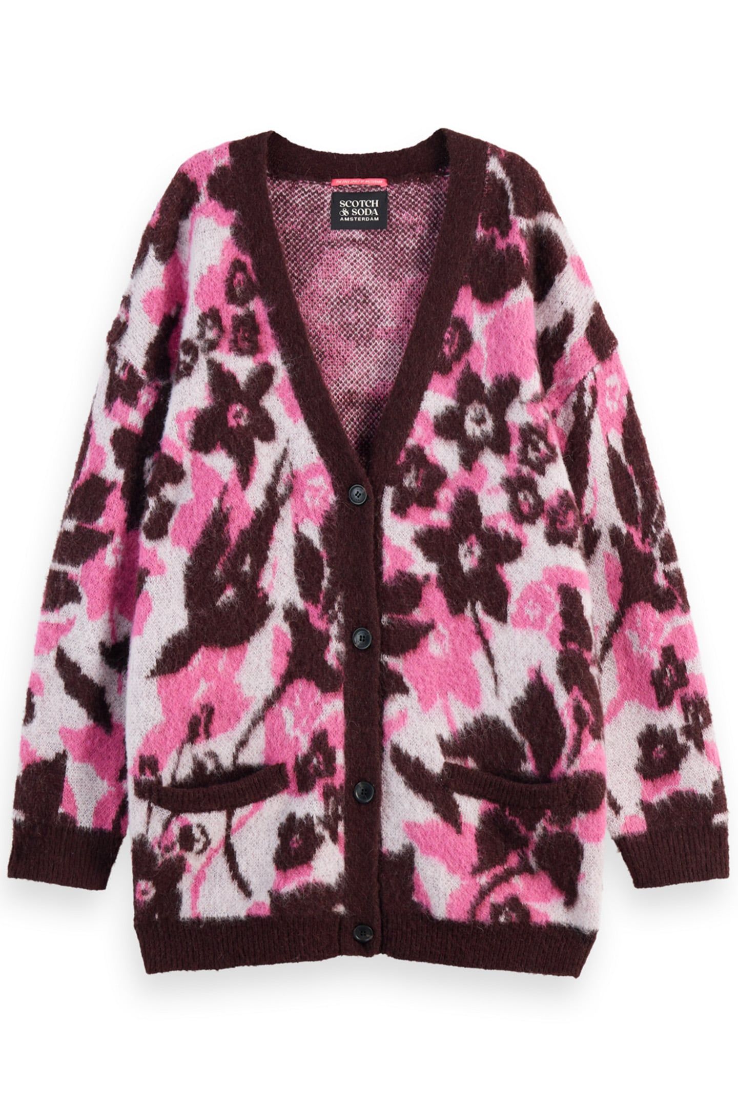 FUZZY JACQUARD MID LENGTH CARDIGAN WINTER FLORAL 4
