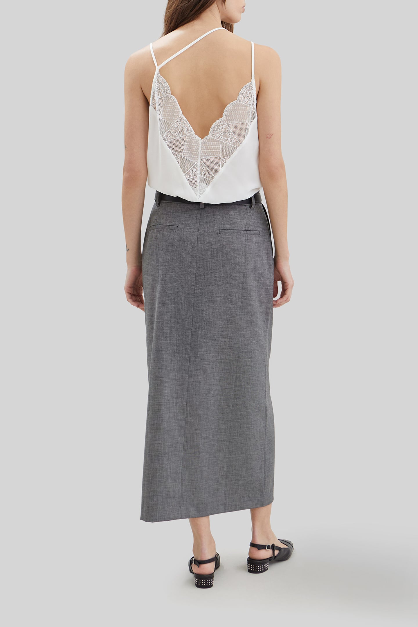 PURE EDITION – BLACK SEMI-PLAIN LONG SKIRT 3