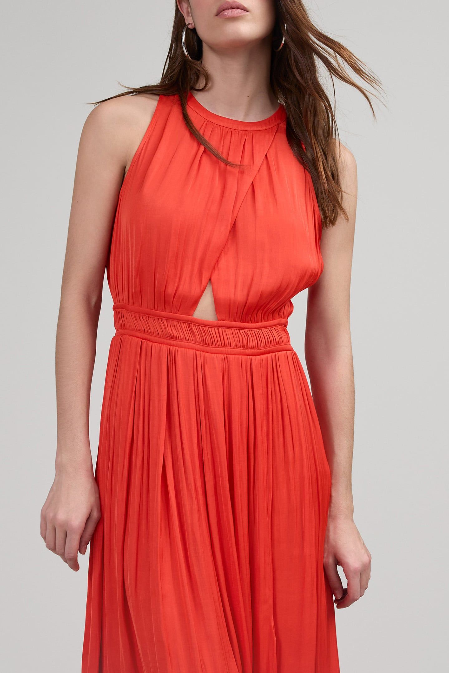 ORANGE RECYCLED LONG DRESS WITH ASYMMETRIC TOP 3