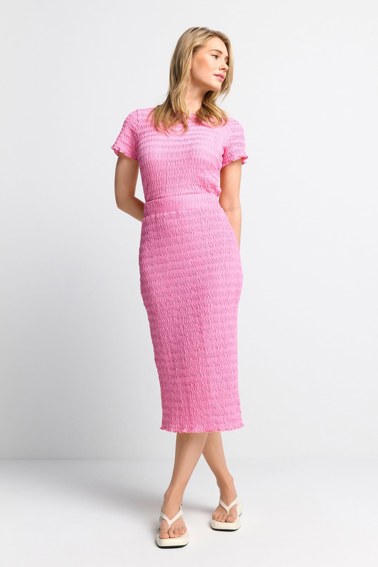 CRINKLED PENCIL SKIRT SORBET PINK 2