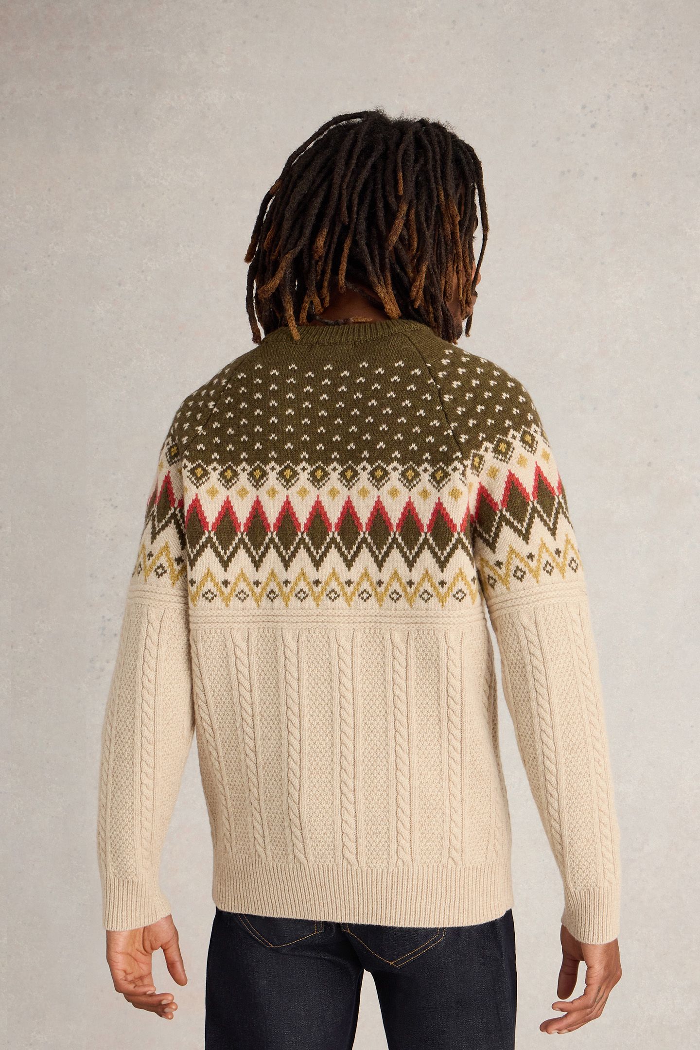 CABLE FAIRISLE CREW NECK NATURAL MULTI 2