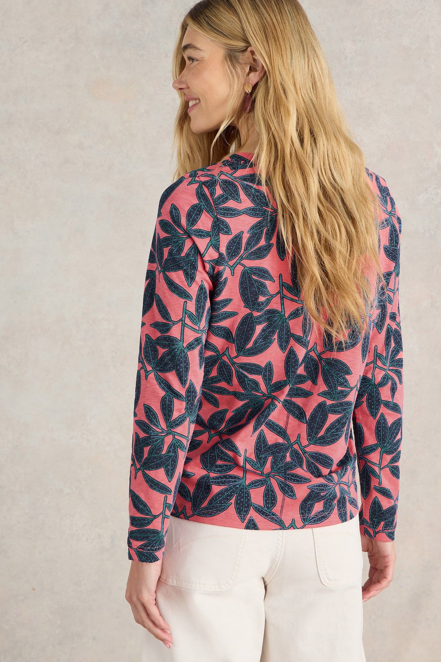 NELLY LS TEE CORAL PRINT 2