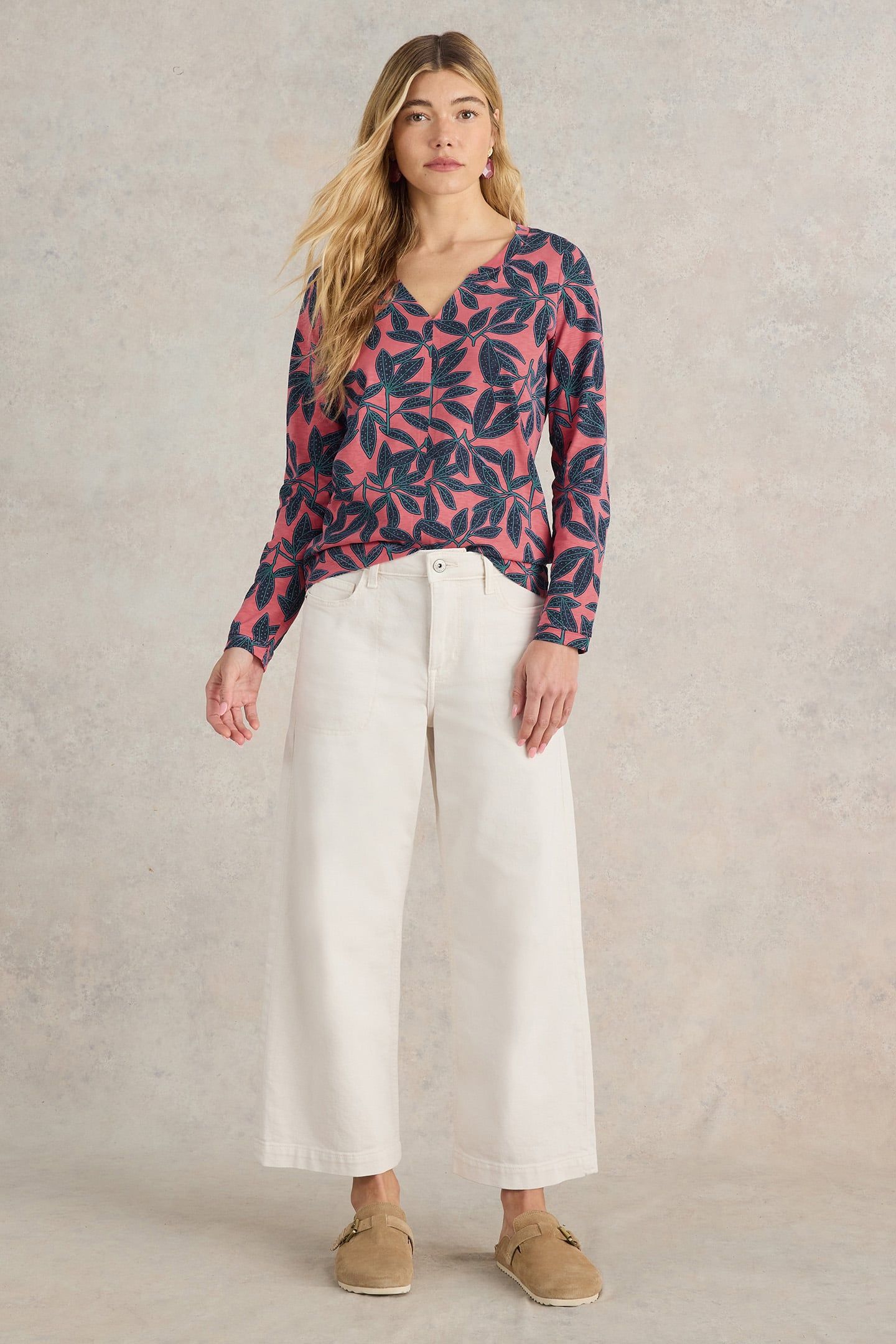 NELLY LS TEE CORAL PRINT 1