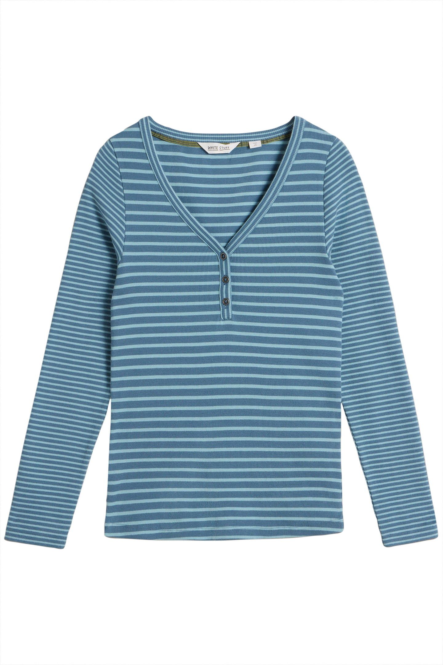 HALLEY RIB STRIPE HENLEY BLUE MULTI 3