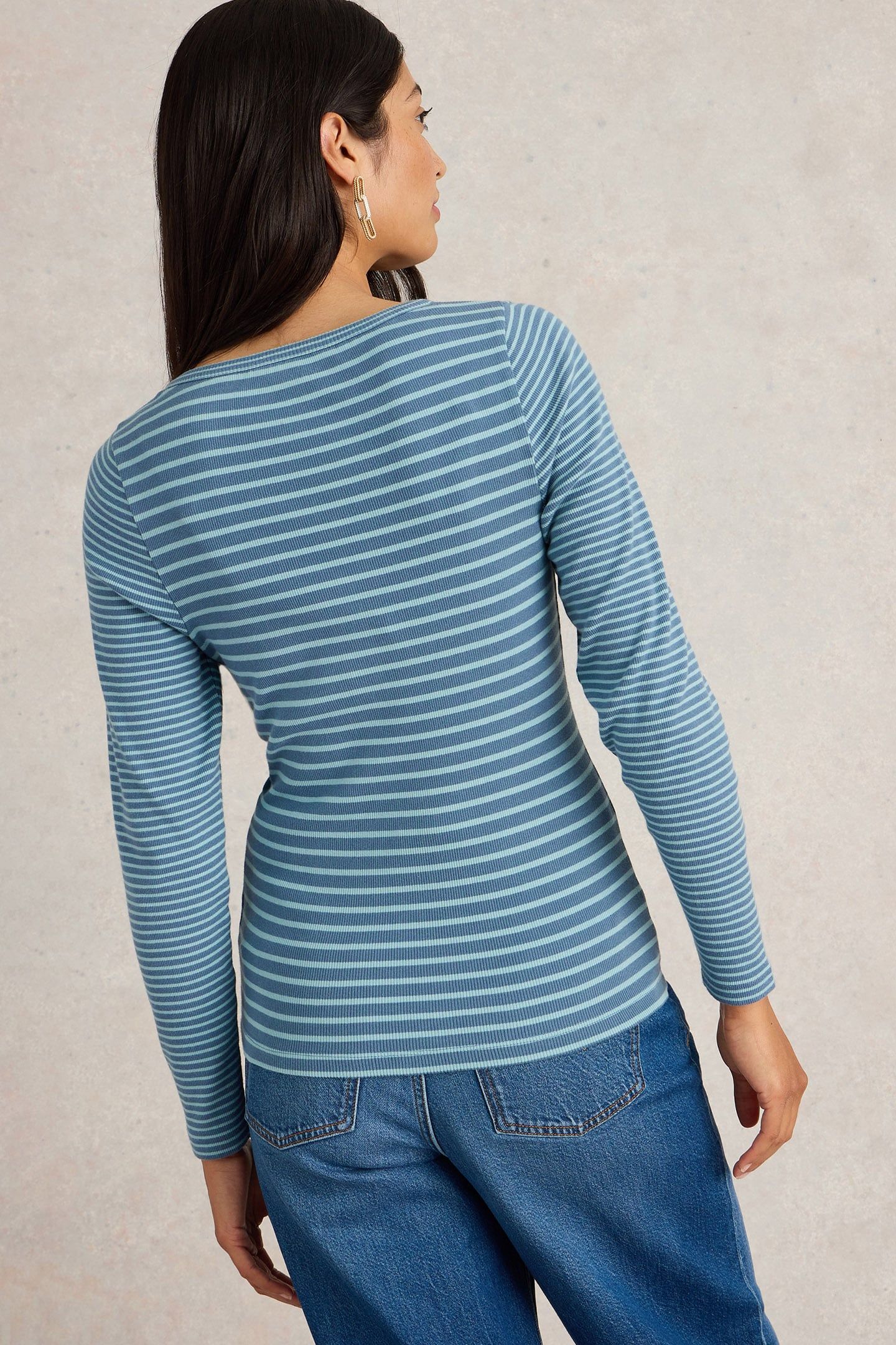 HALLEY RIB STRIPE HENLEY BLUE MULTI 2