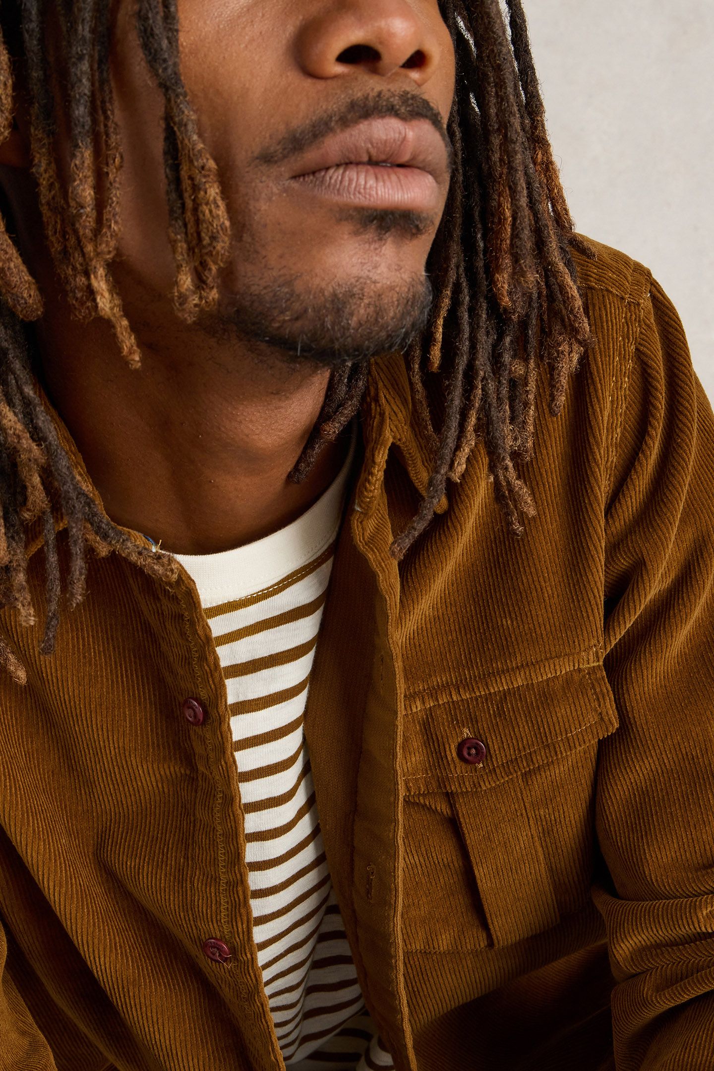 GRIFFIN CORD SHIRT MID BROWN 5