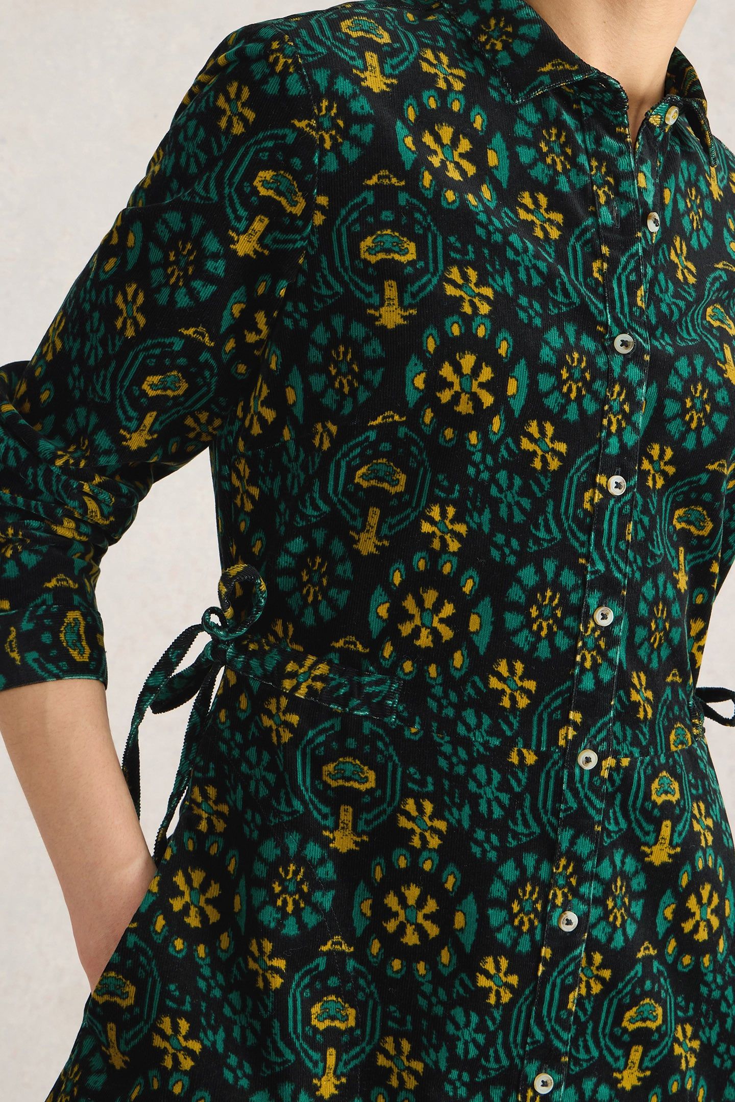 JADE CORD SHIRT DRESS BLACK PRINT 5