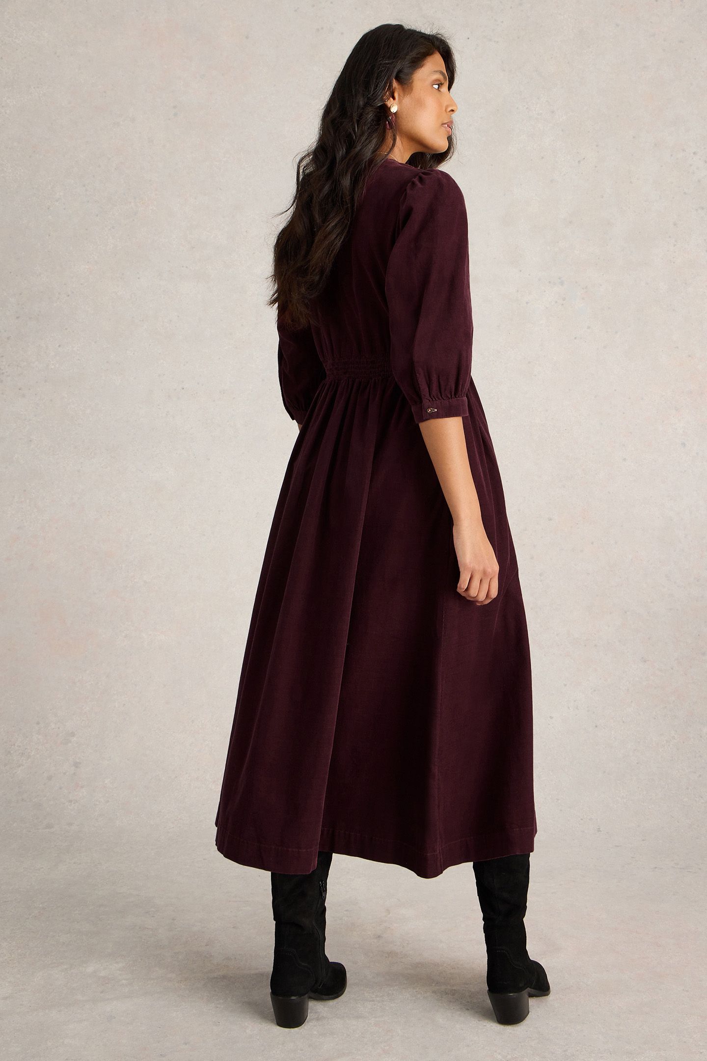 LUCY CORD DRESS DARK PLUM 2