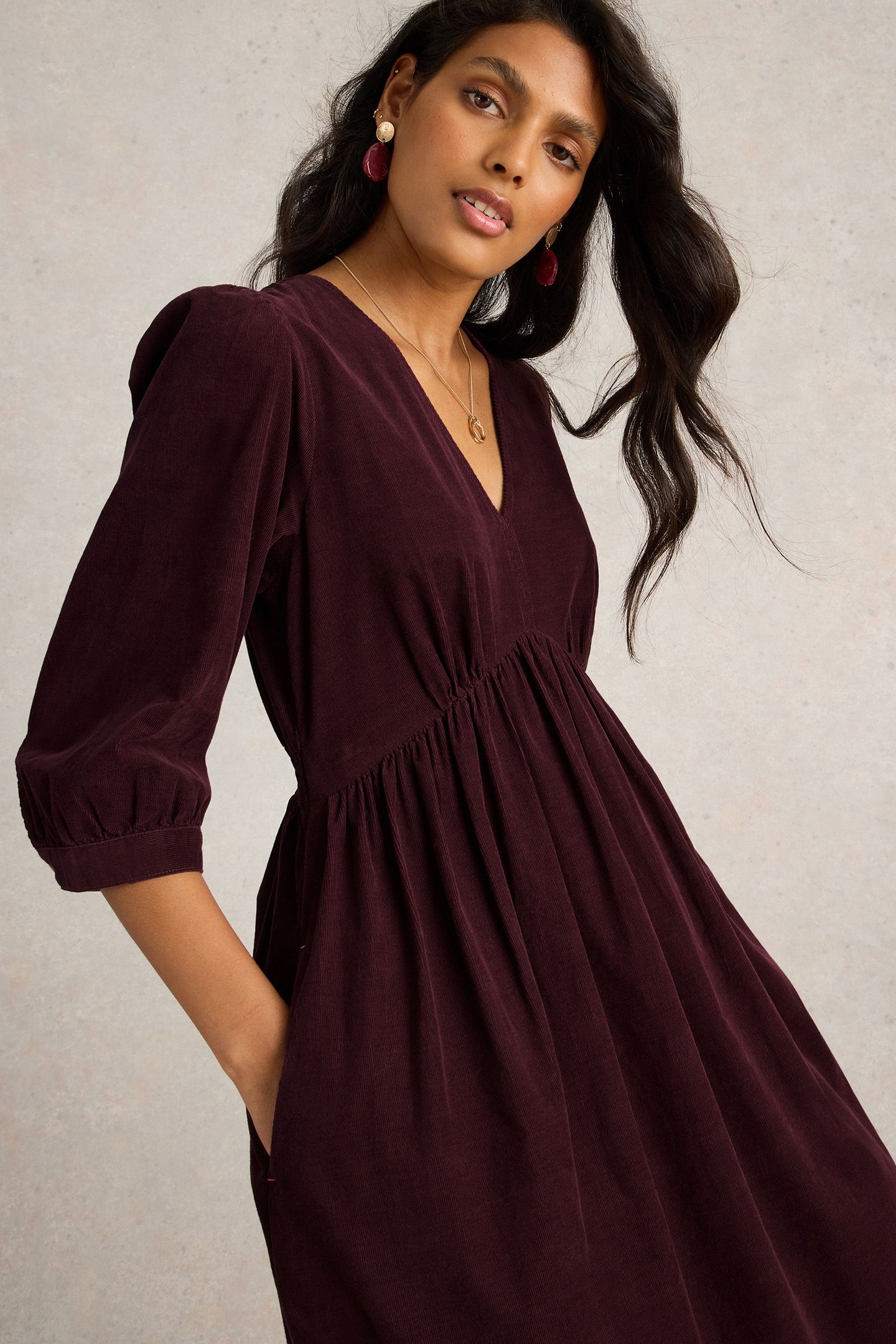 LUCY CORD DRESS DARK PLUM 5