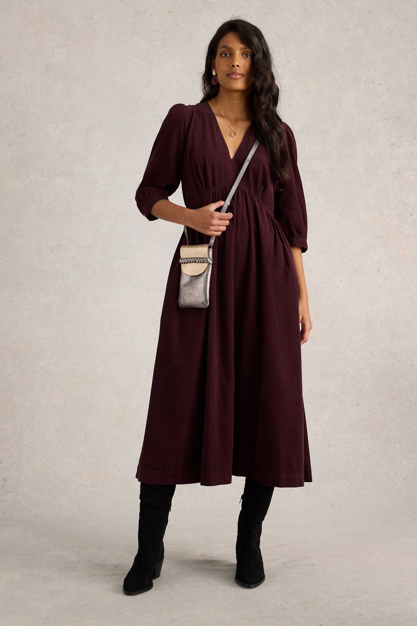 LUCY CORD DRESS DARK PLUM 4