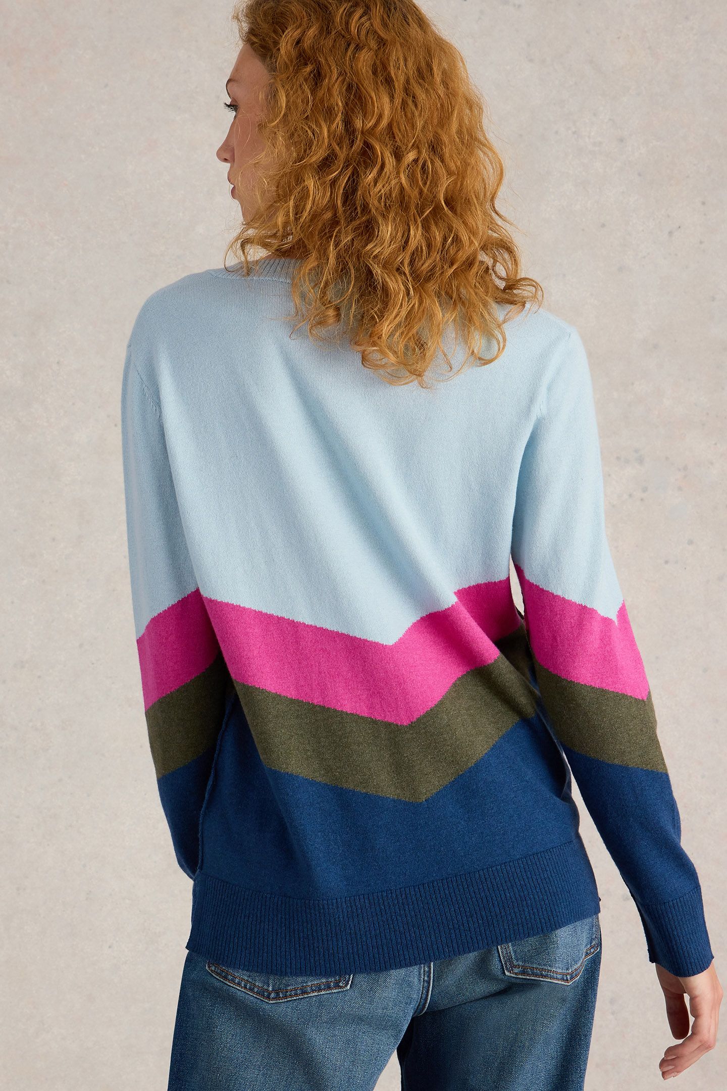 MAGGIE V NECK JUMPER BLUE MULTI 2