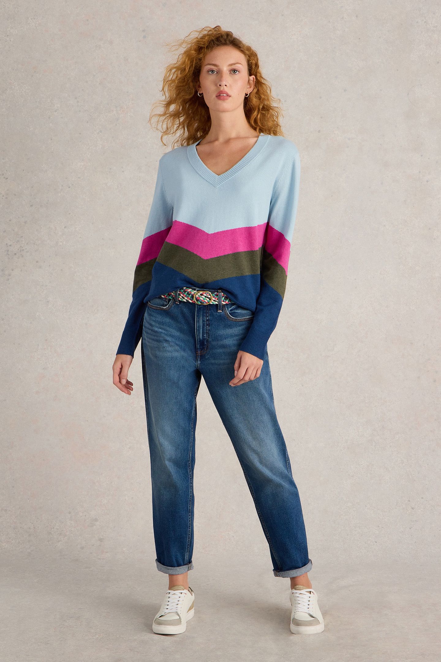 MAGGIE V NECK JUMPER BLUE MULTI 3