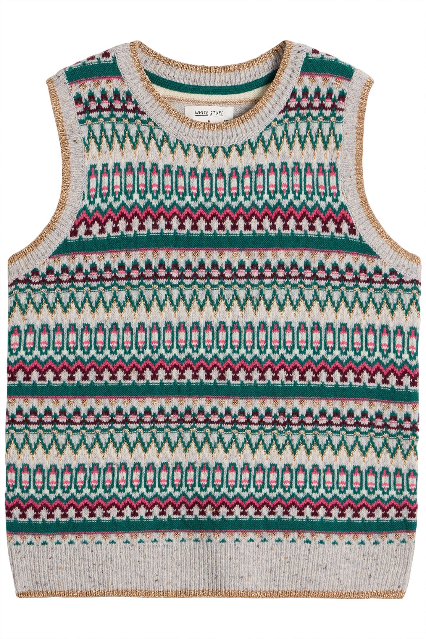 FAY SPARKLE FAIRISLE TANK GREY MULTI 3
