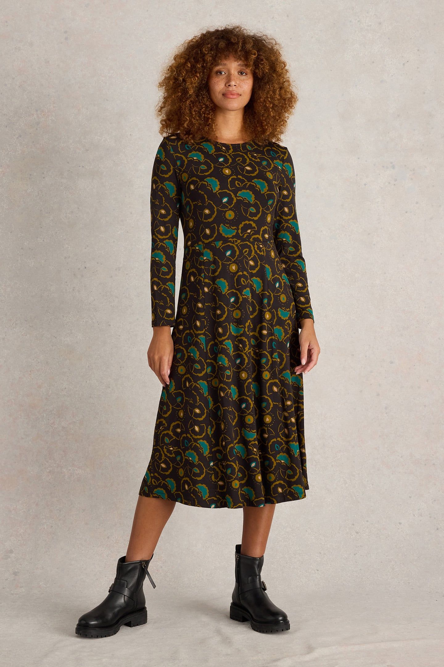MADELINE JERSEY DRESS BLACK MULTI 1