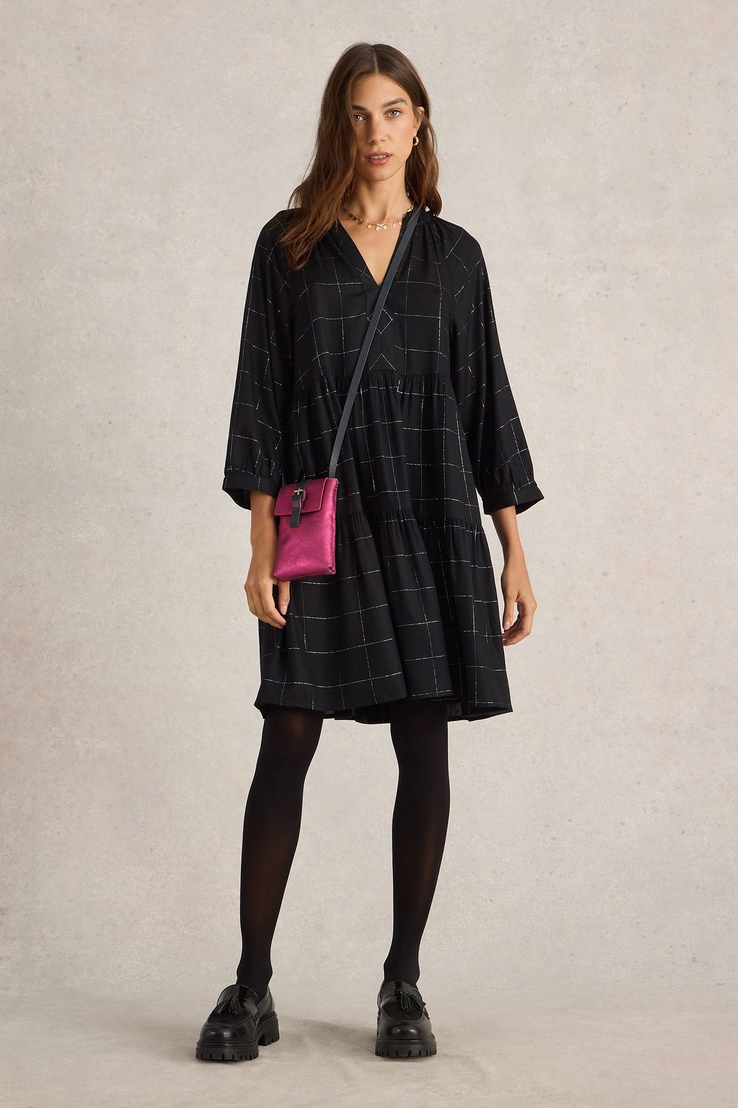ORLA CHECK DRESS BLACK MULTI 3