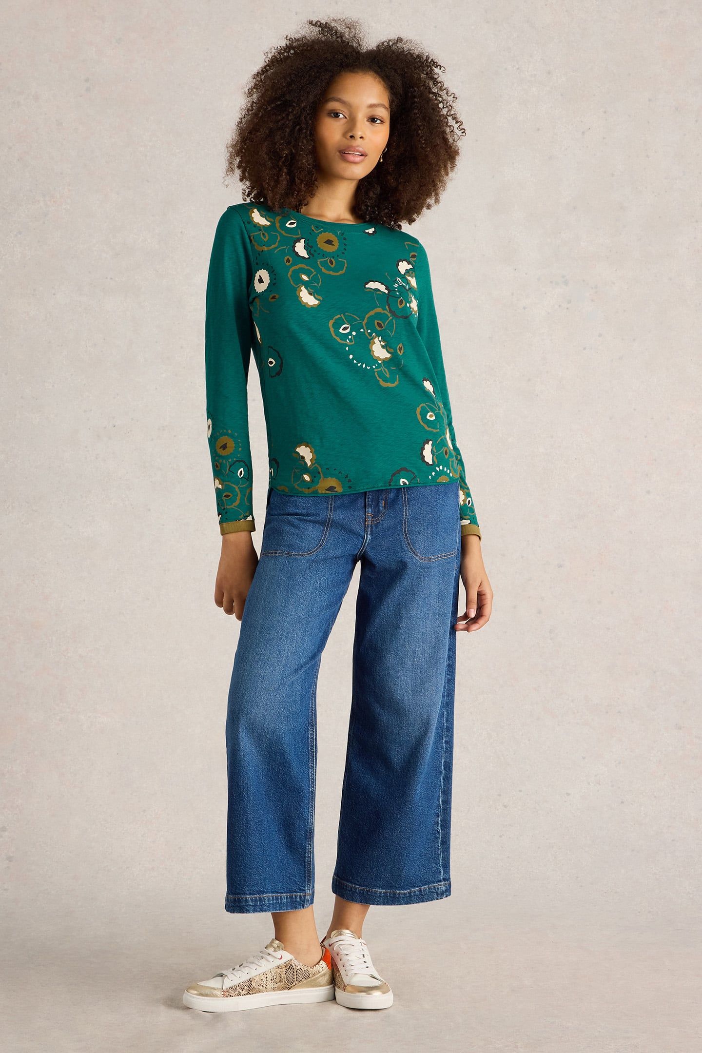 CLARA LS TEE TEAL PRINT 1