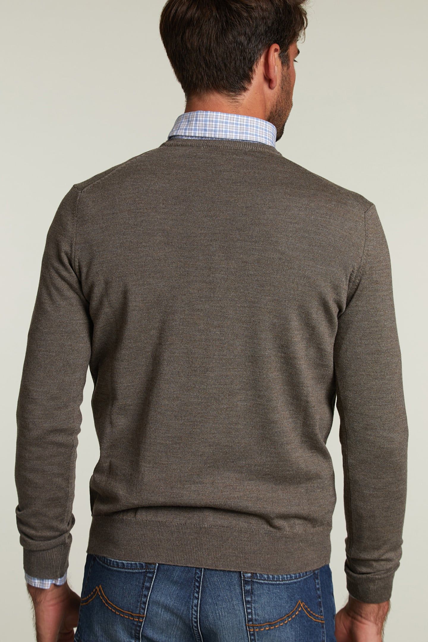 CUSTOM FIT MERINO V-NECK PULLOVER BARREL MIX 2