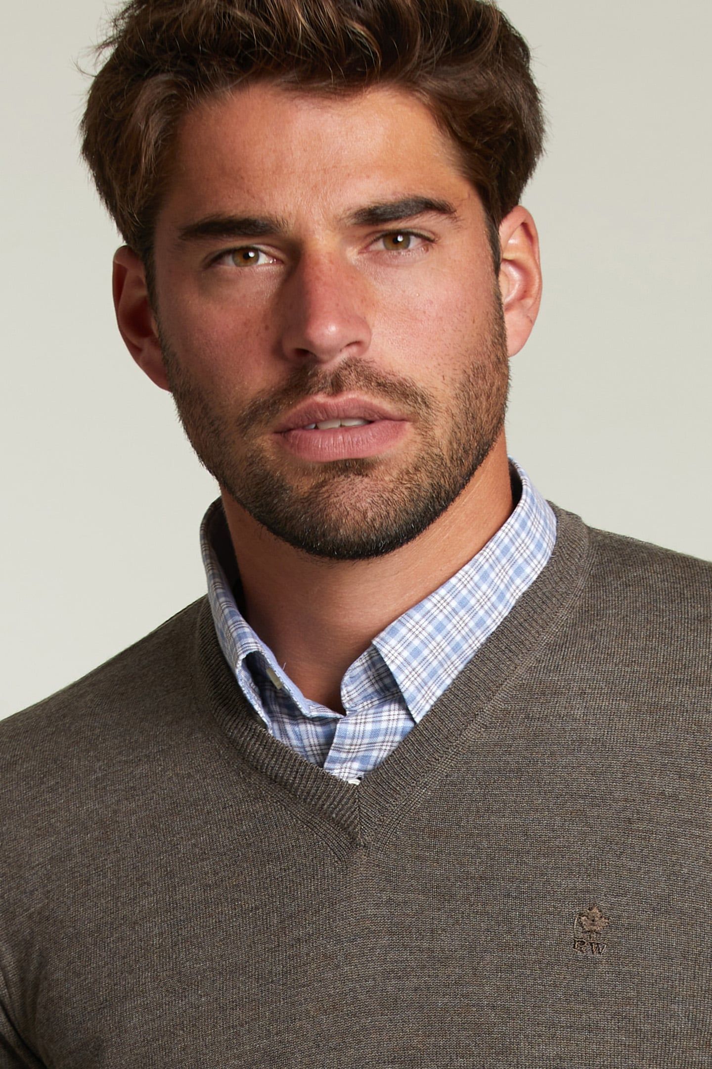 CUSTOM FIT MERINO V-NECK PULLOVER BARREL MIX 4