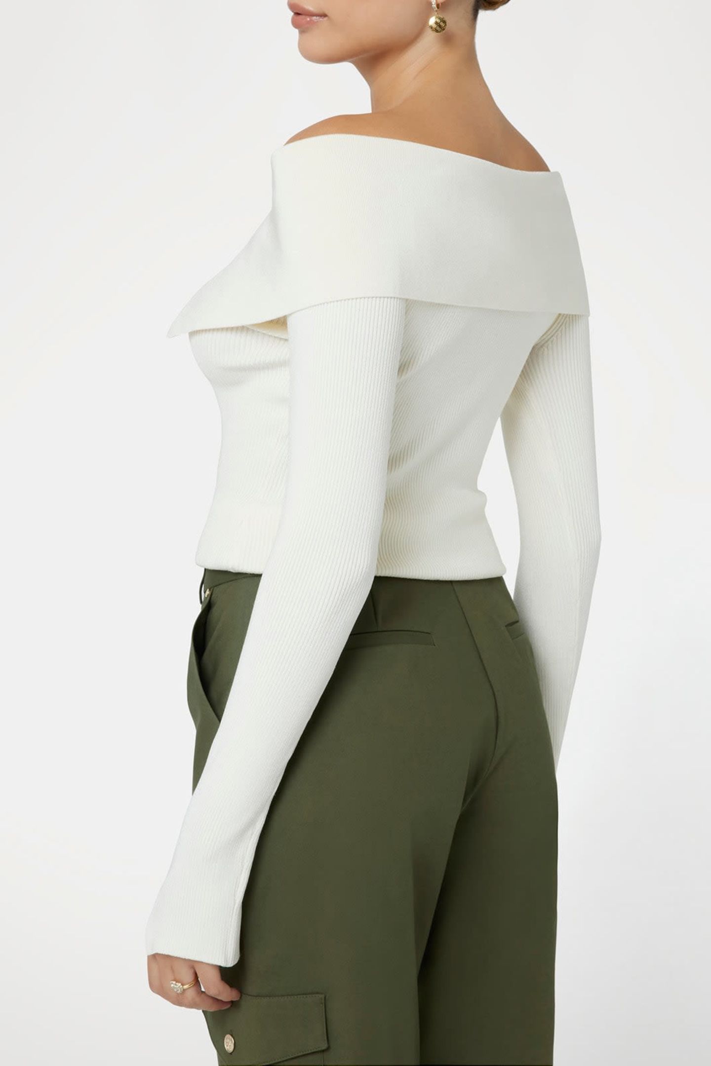 MARCIANO BY GUESS MONICA RIBBED LS TOP PALE PEARL 2