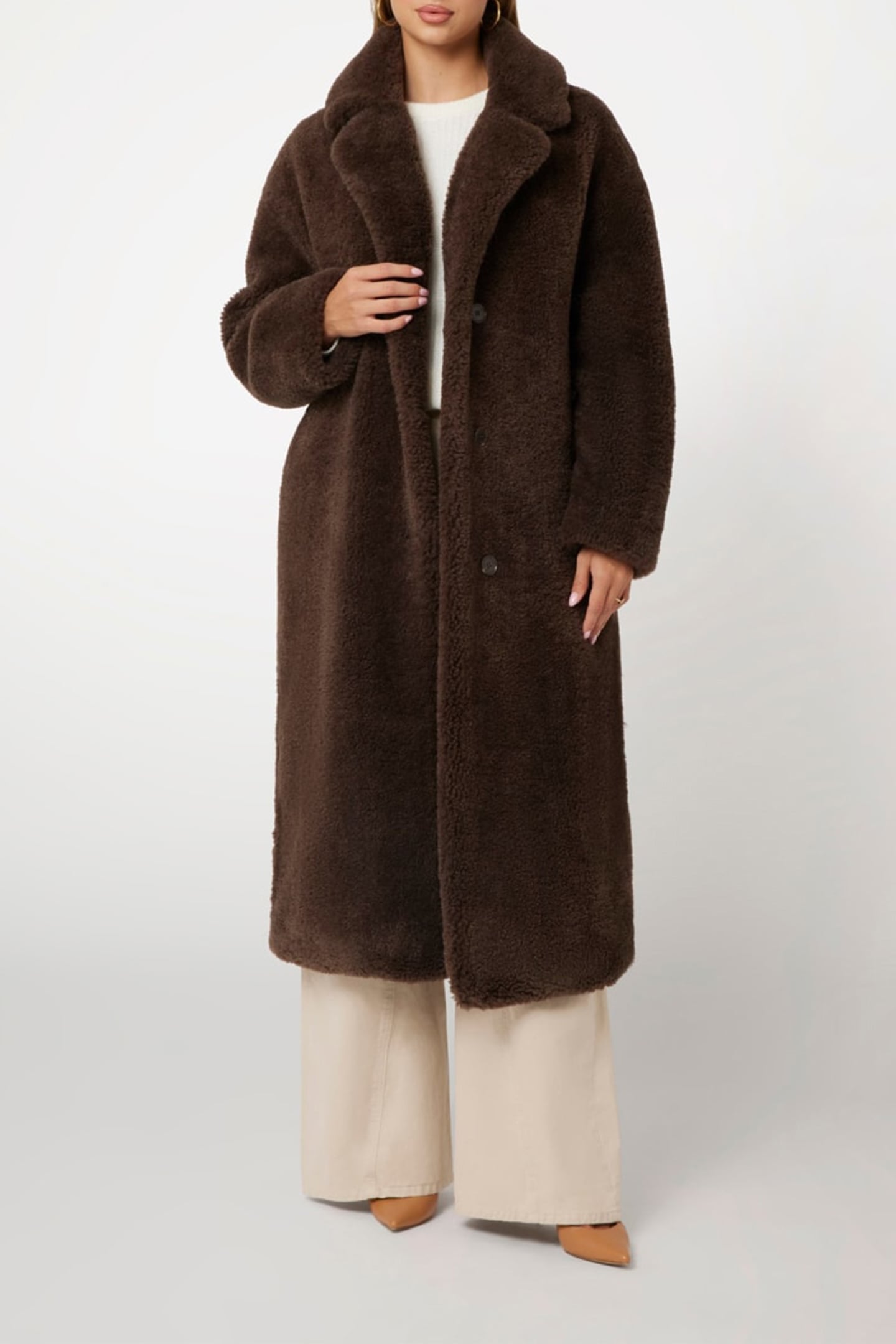 GUESS ECO NEW ALINA LONG COAT CHOCOLATE BROWNIE 1