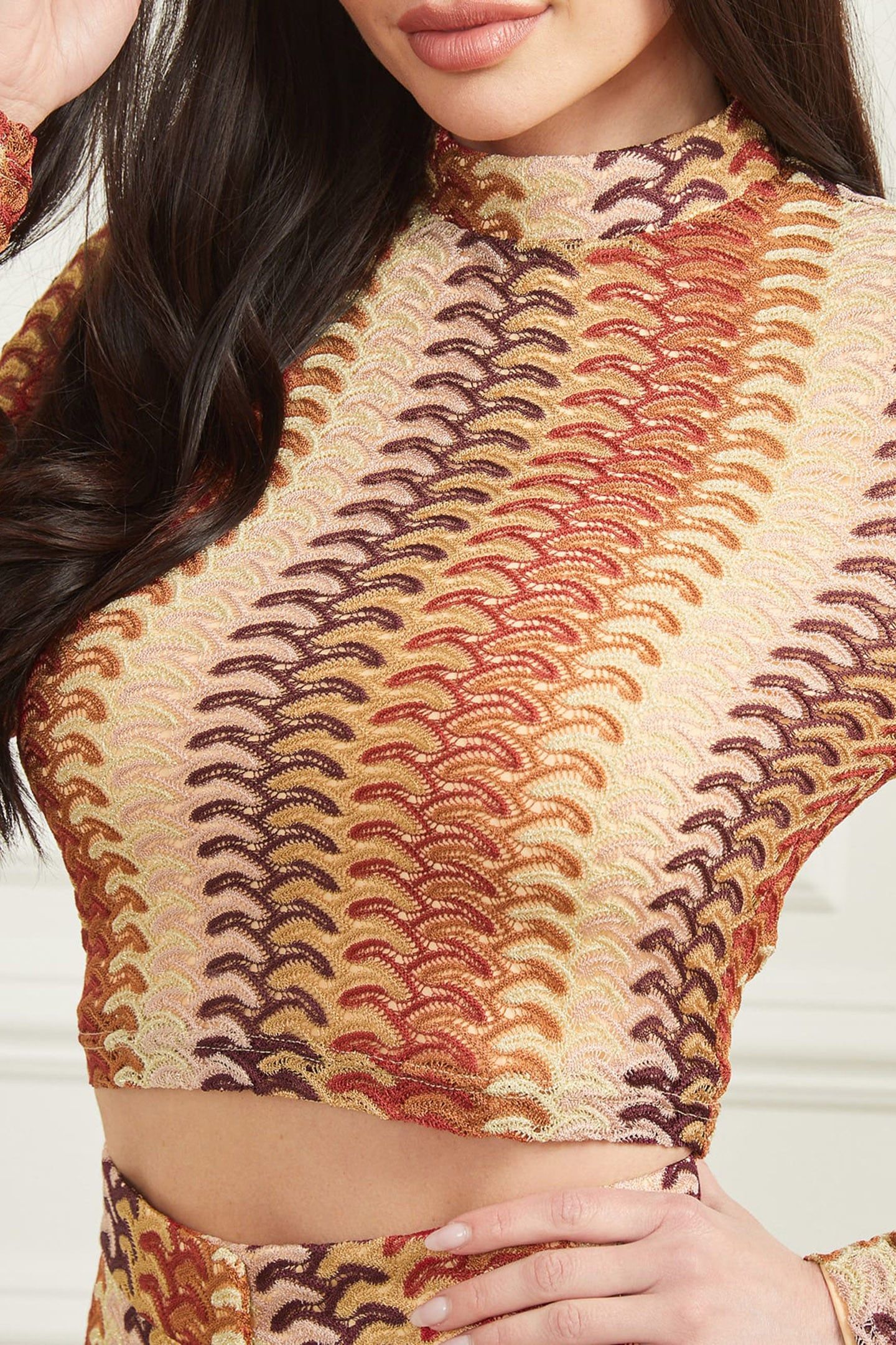 MARCIANO BY GUESS AUTUMN FEARNE TOP RUST BROWN MULTI 6