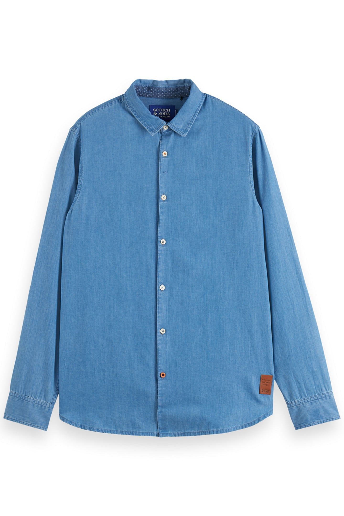 SMART INDIGO LIGHTWEIGHT DENIM SHIRT WITH SLEEVE ADJUSTERS W 4