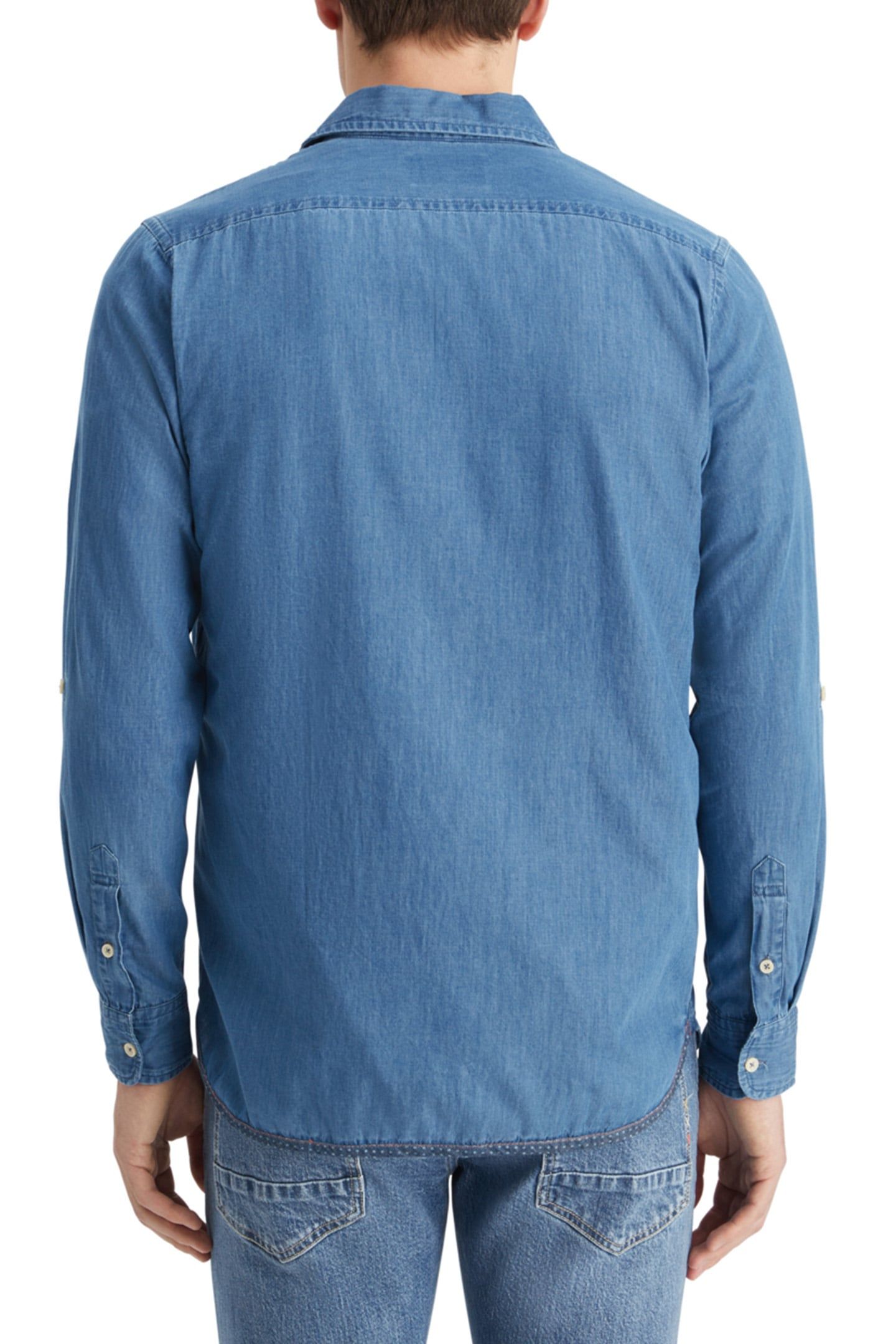 SMART INDIGO LIGHTWEIGHT DENIM SHIRT WITH SLEEVE ADJUSTERS W 2