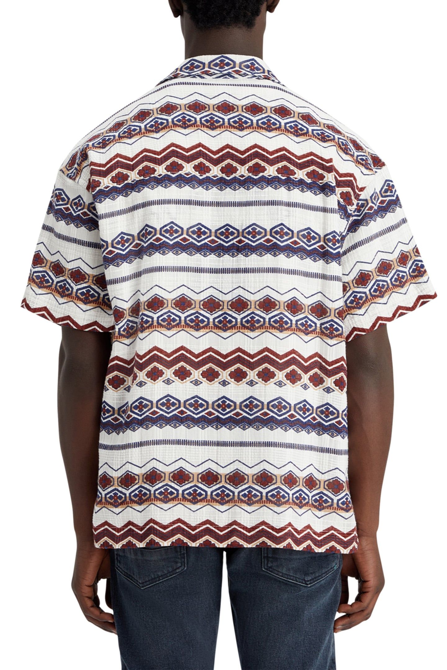 STRUCTURED PRINTED STRIPE SHIRT RED BLUE MULTI 2