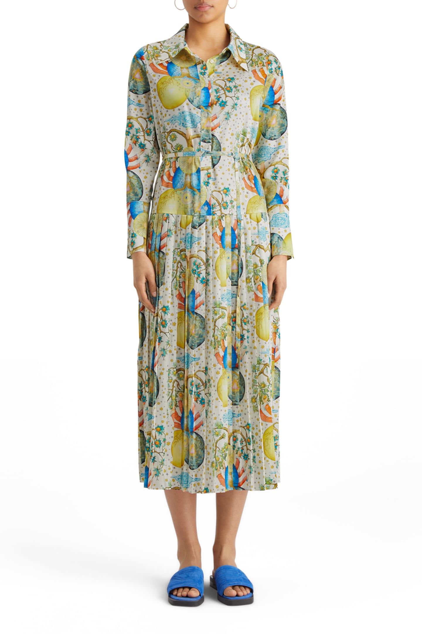 MAXI PLEATED DRESS EMBASSY PRINT EMBASSY TREE AOP 1