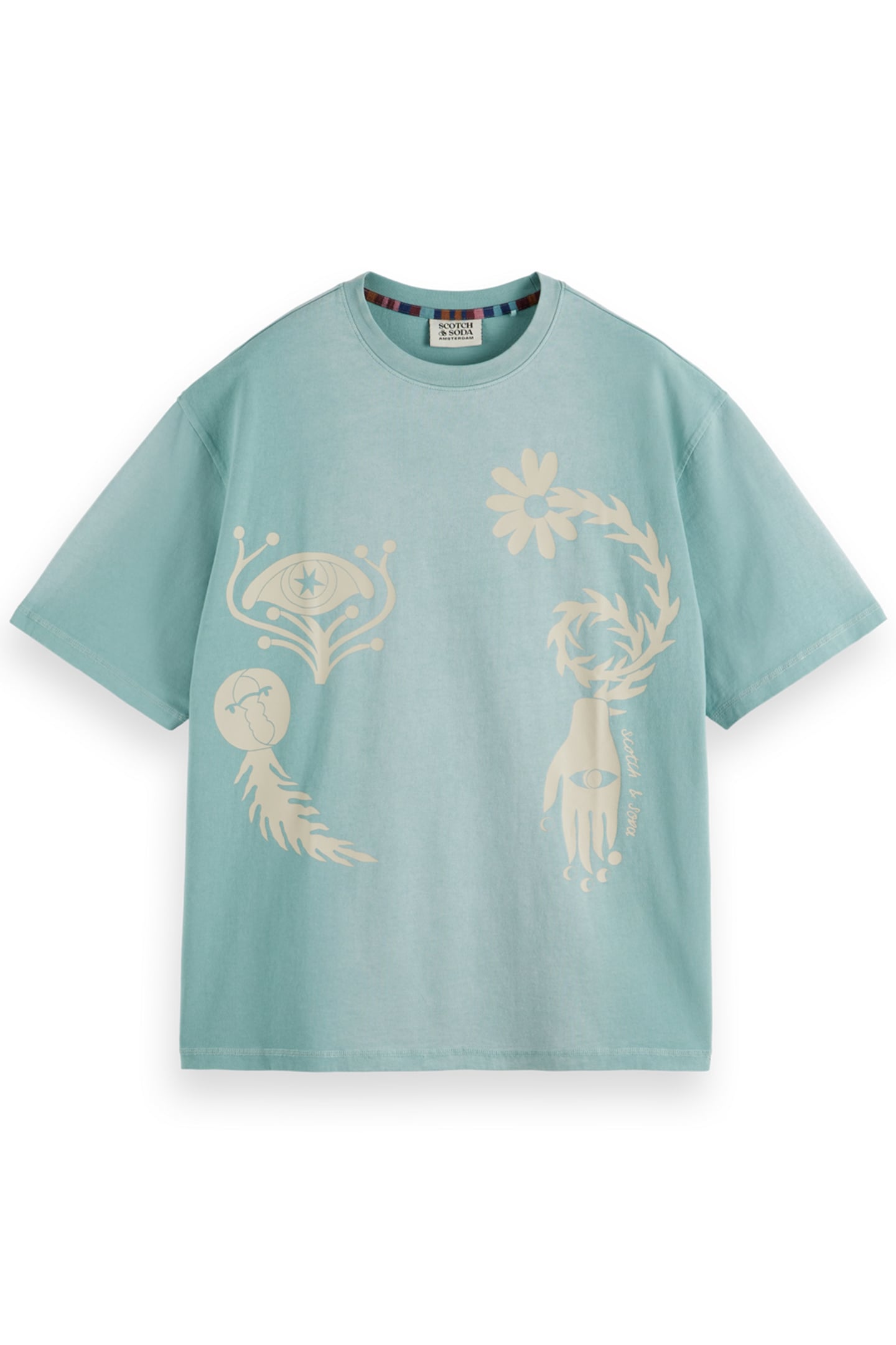 GARMENT DYED FRONT BACK ARTWORK T-SHIRT PACIFIC BLUE 1