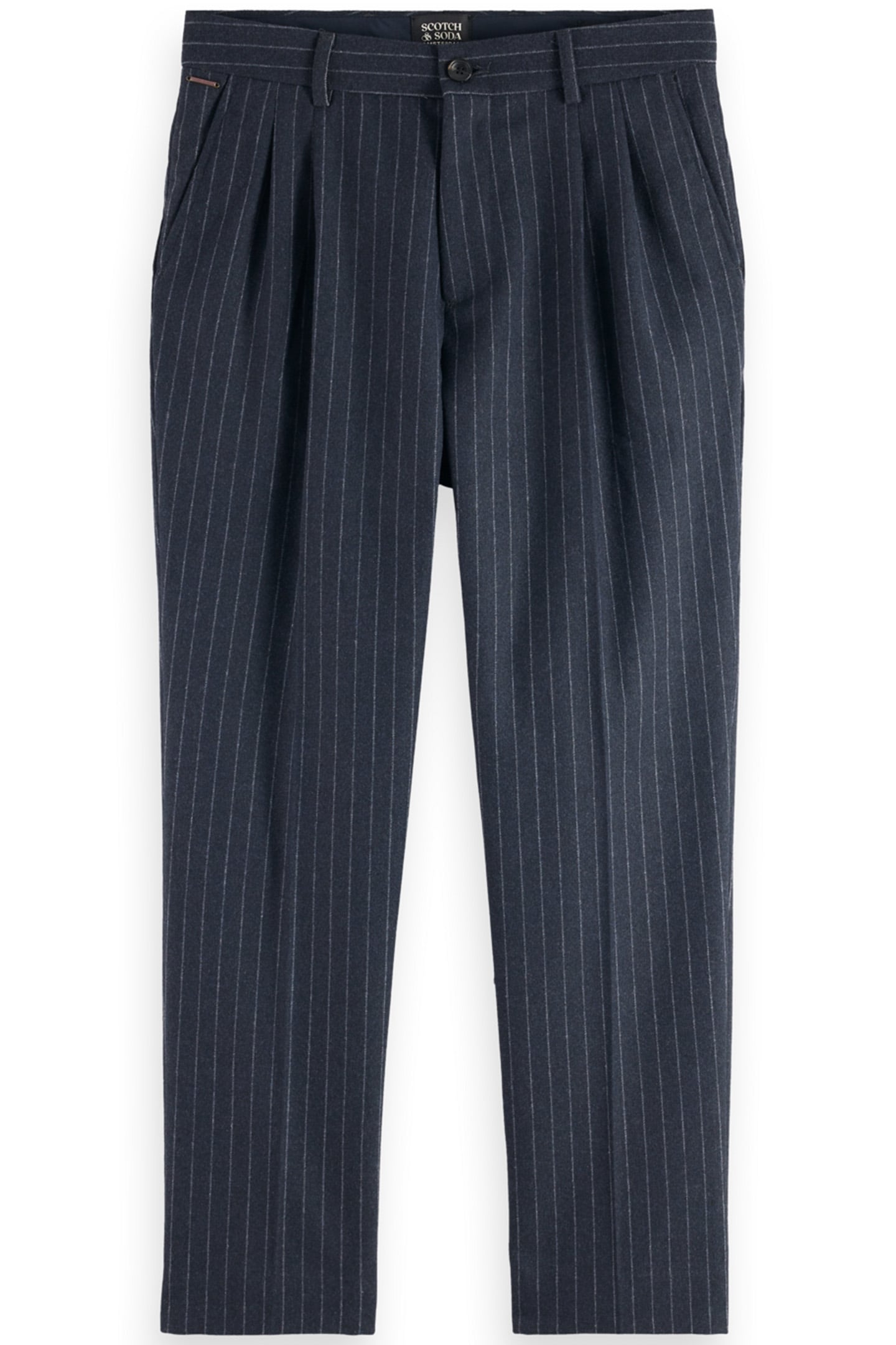 TWILT - BRUSHED WOOL-BLEND PLEATED CHINO CHARCOAL STRIPE 1