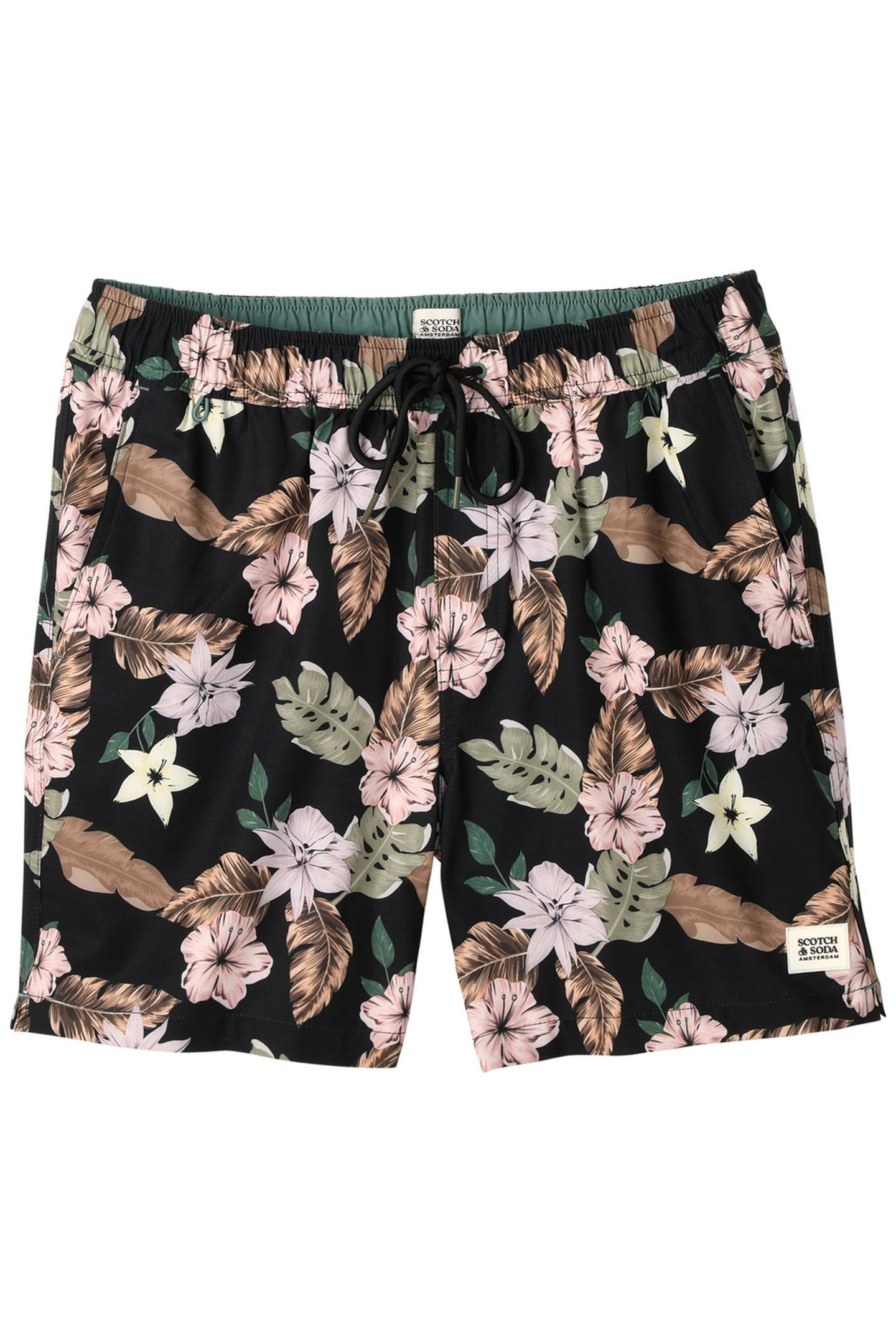 NOSTALGIA FLORAL SWIM TRUNK BLACK GREY 1