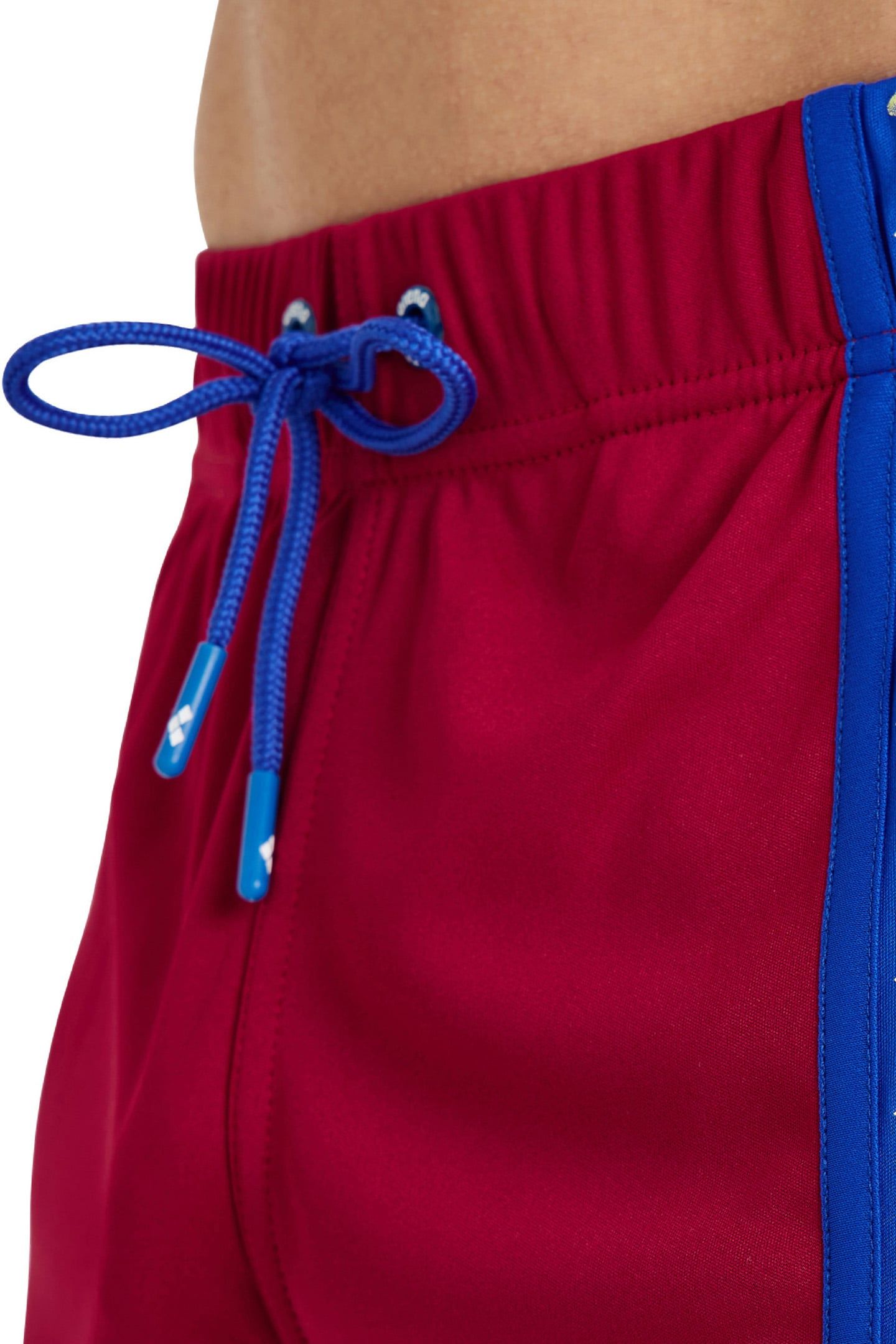 MEN'S ARENA ICONS BEACH BERMUDA LOGO BURGUNDY-NEON BLUE 4