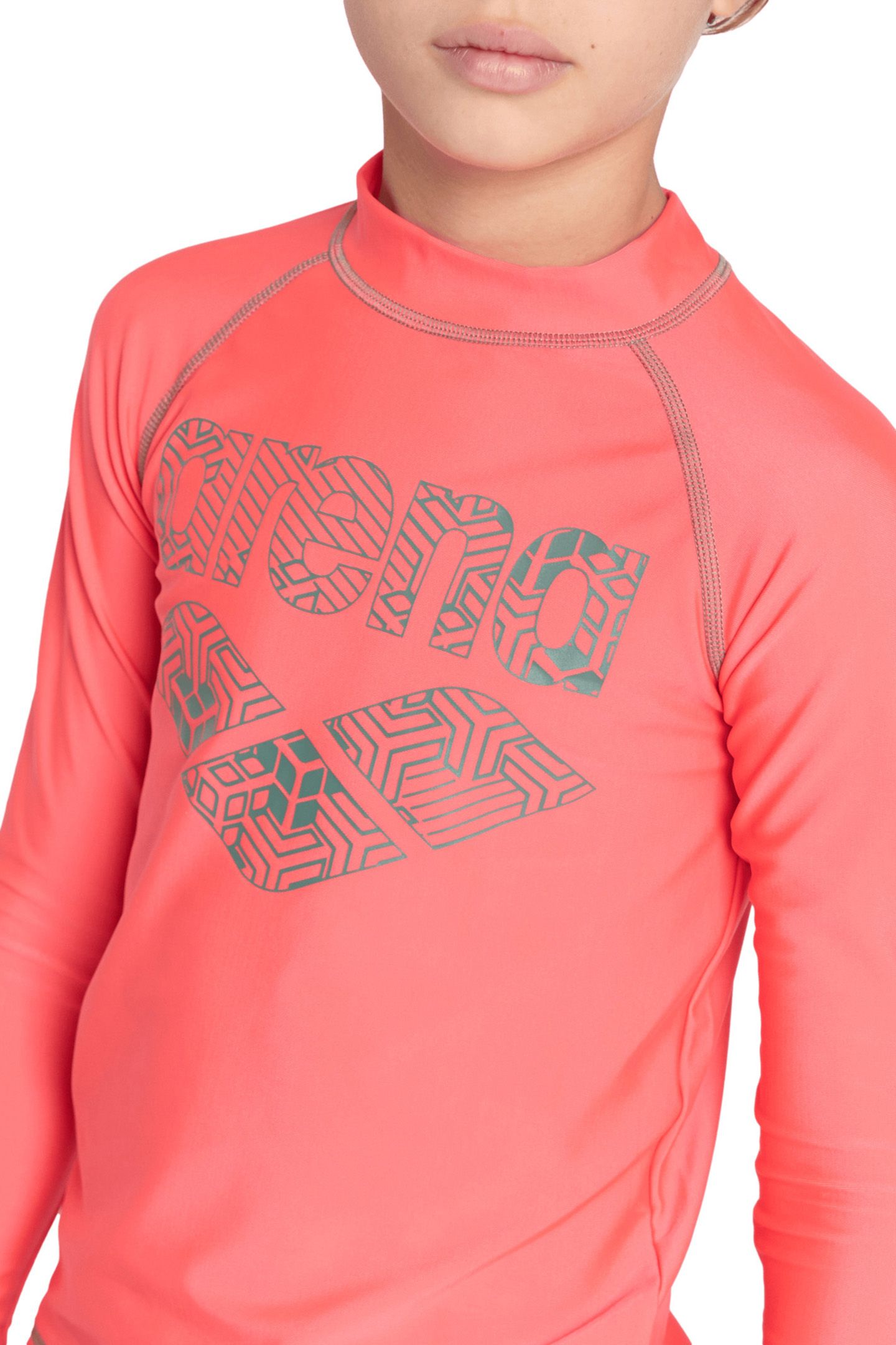 UNISEX JR ARENA RASH VEST L/S GRAPHIC FLUO RED-JADE 8