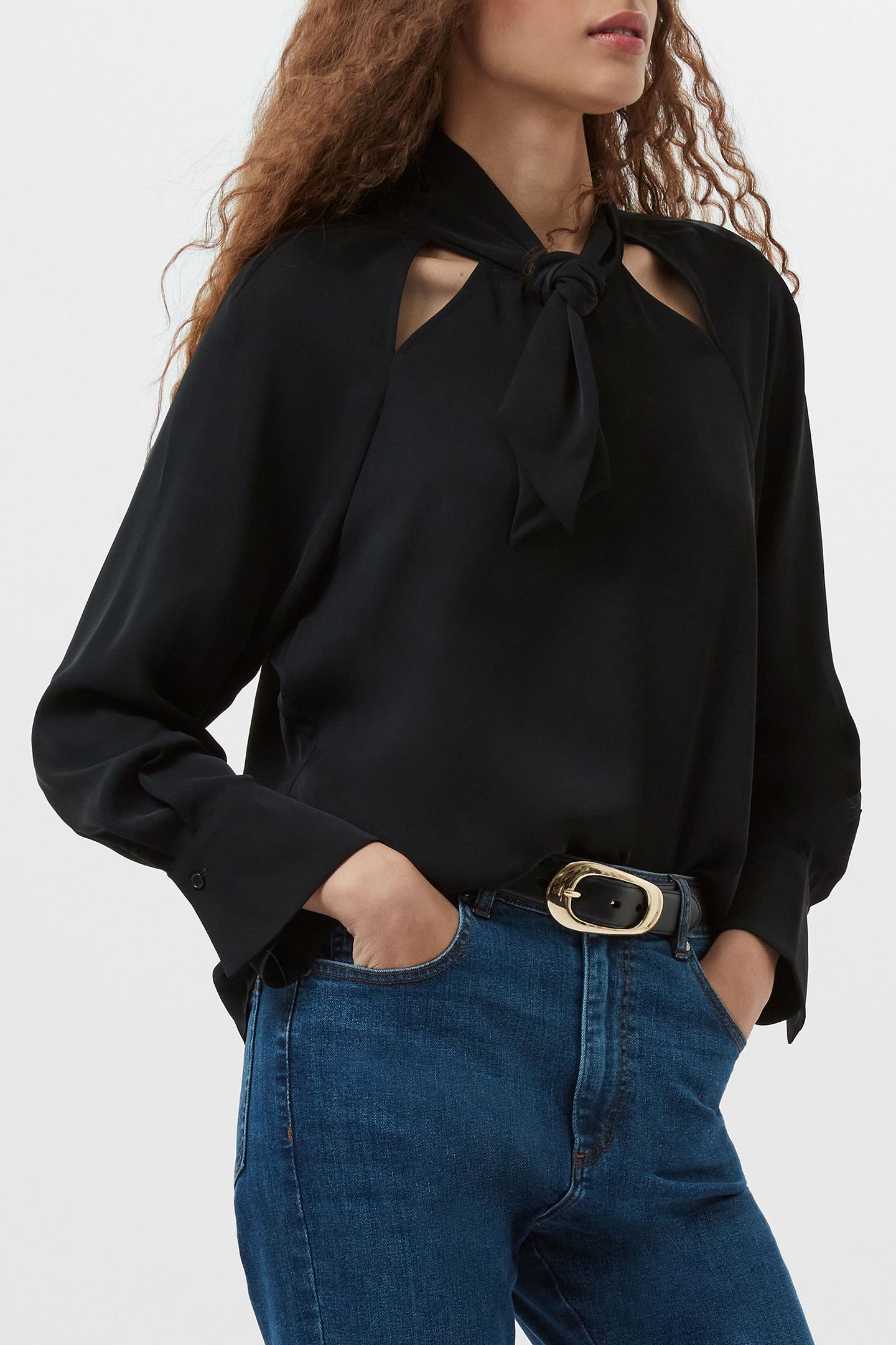 CARMEN CREPE TIE BLOUSE BLACKOUT 1