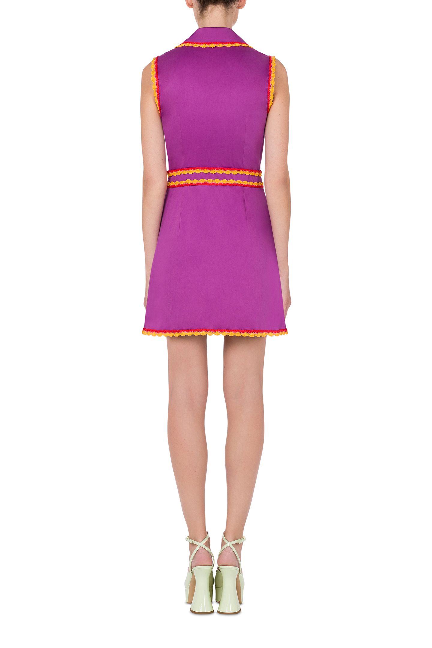 STRETCH POPLIN DRESS CROCHET DETAILS VIOLET 2