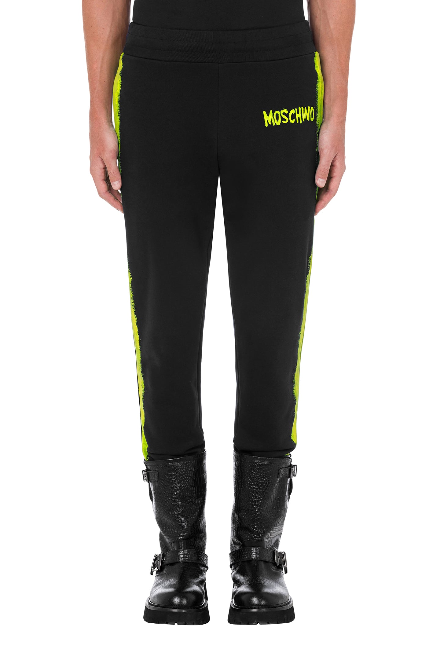 MOSCHINO PAINT ORGANIC FLEECE JOGGING BLACK 1