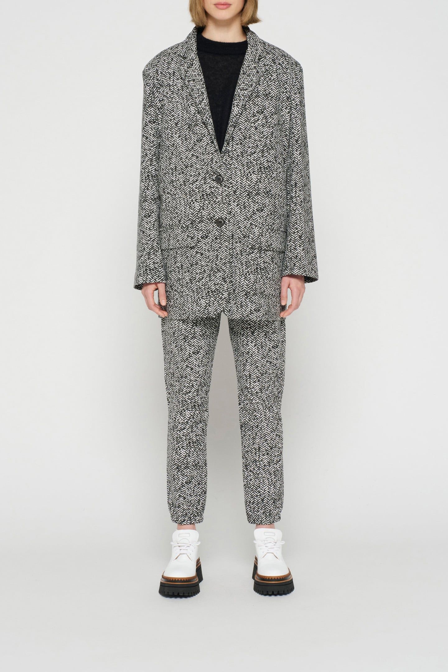 STATEMENT BLAZER HERRINGBONE BLACK 2