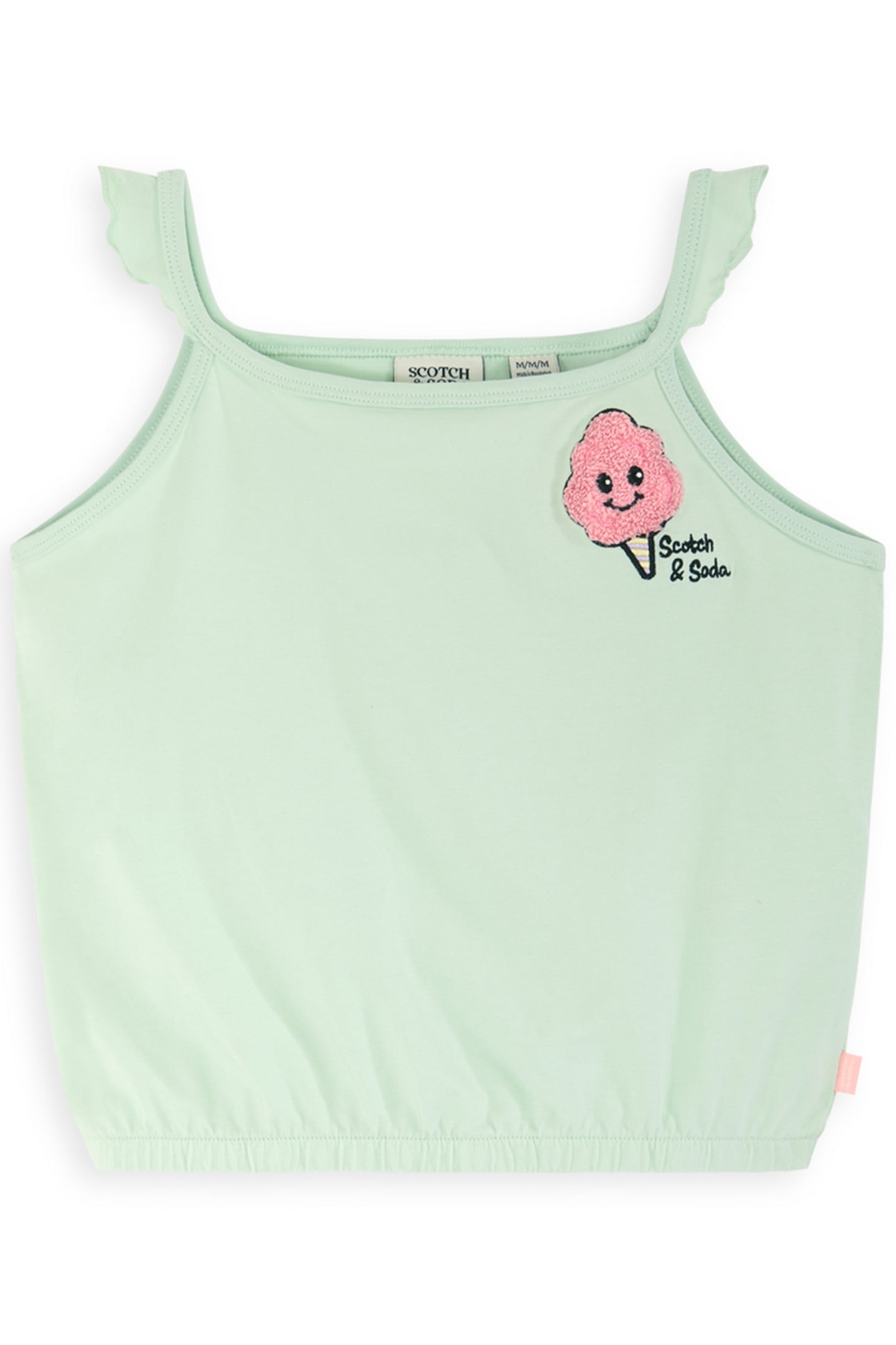 GIRLS S&S RUFFLE SLEEVE FASHION TOP LIGHT PASTEL GREEN 1