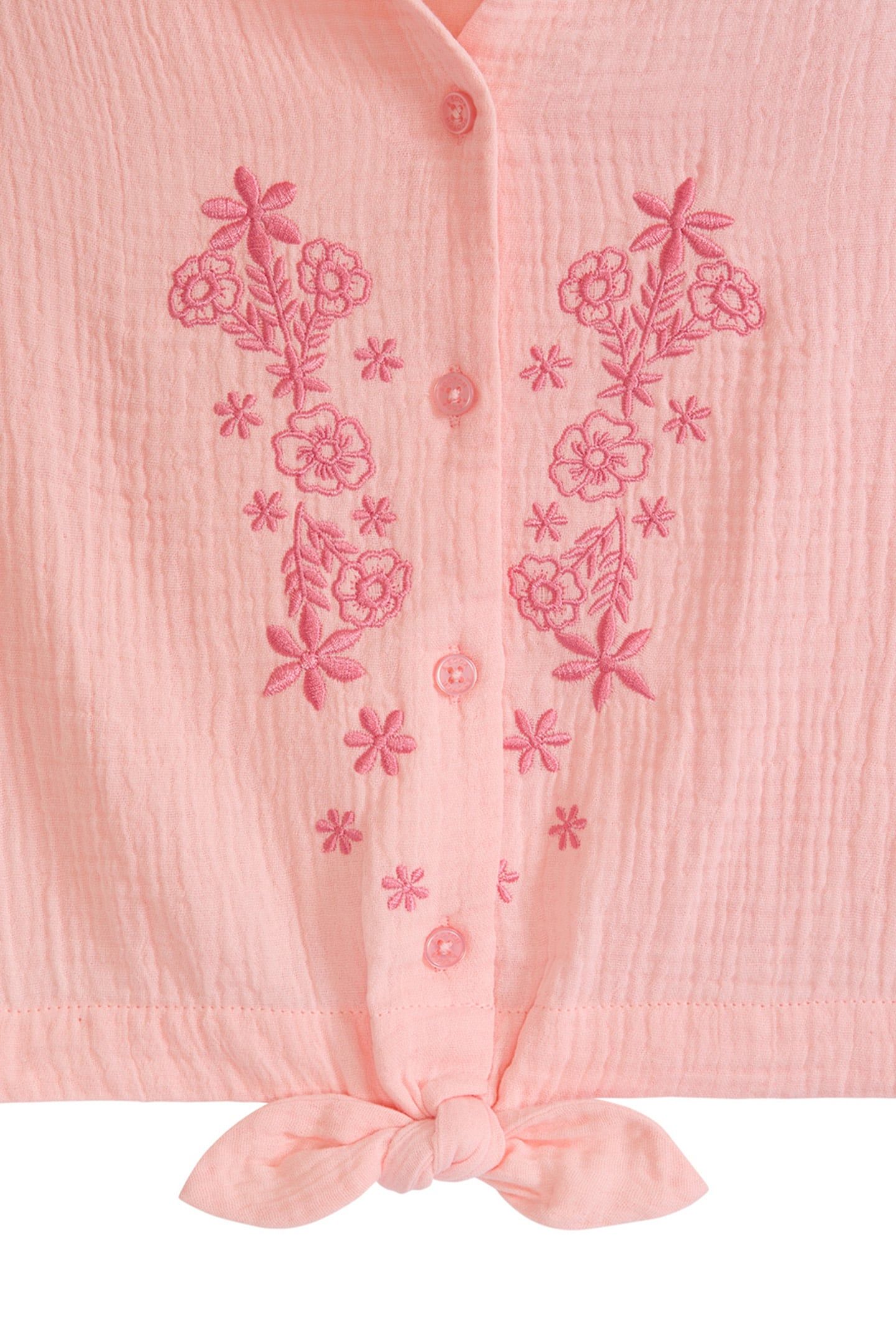 GIRLS S&S GIRLS FLOWY KNOTTED SS SHIRT LT PASTEL PINK 3