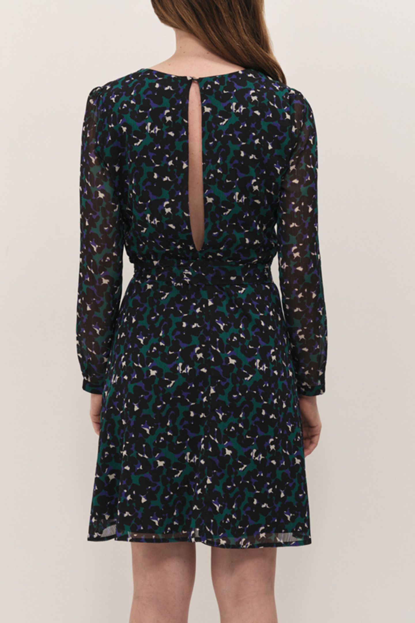 RAMI - EVERGREEN DRESS WITH TACHIST PRINT 2