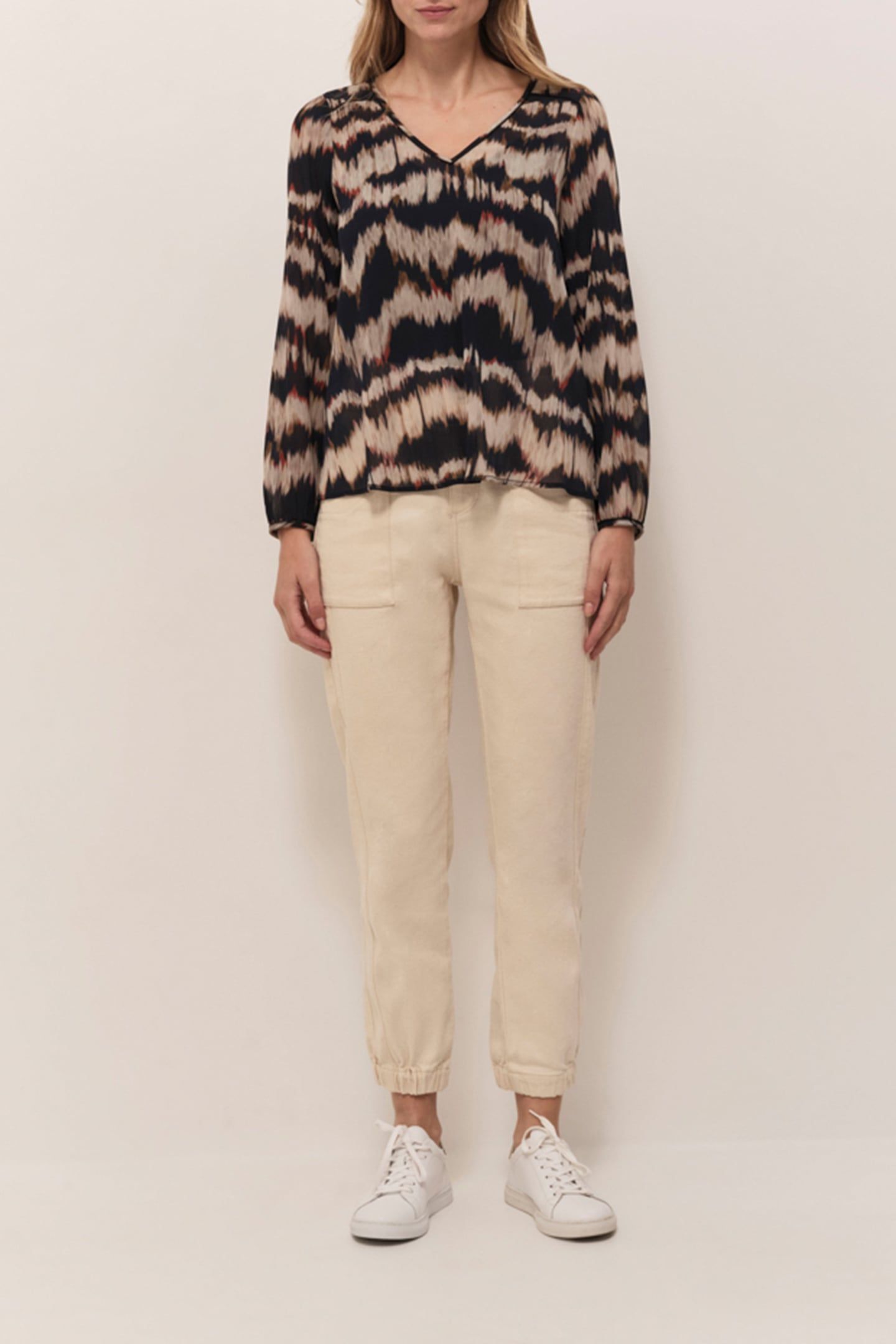 CASILDA ARTY STRIPE CHOCOLATE BLOUSE 1